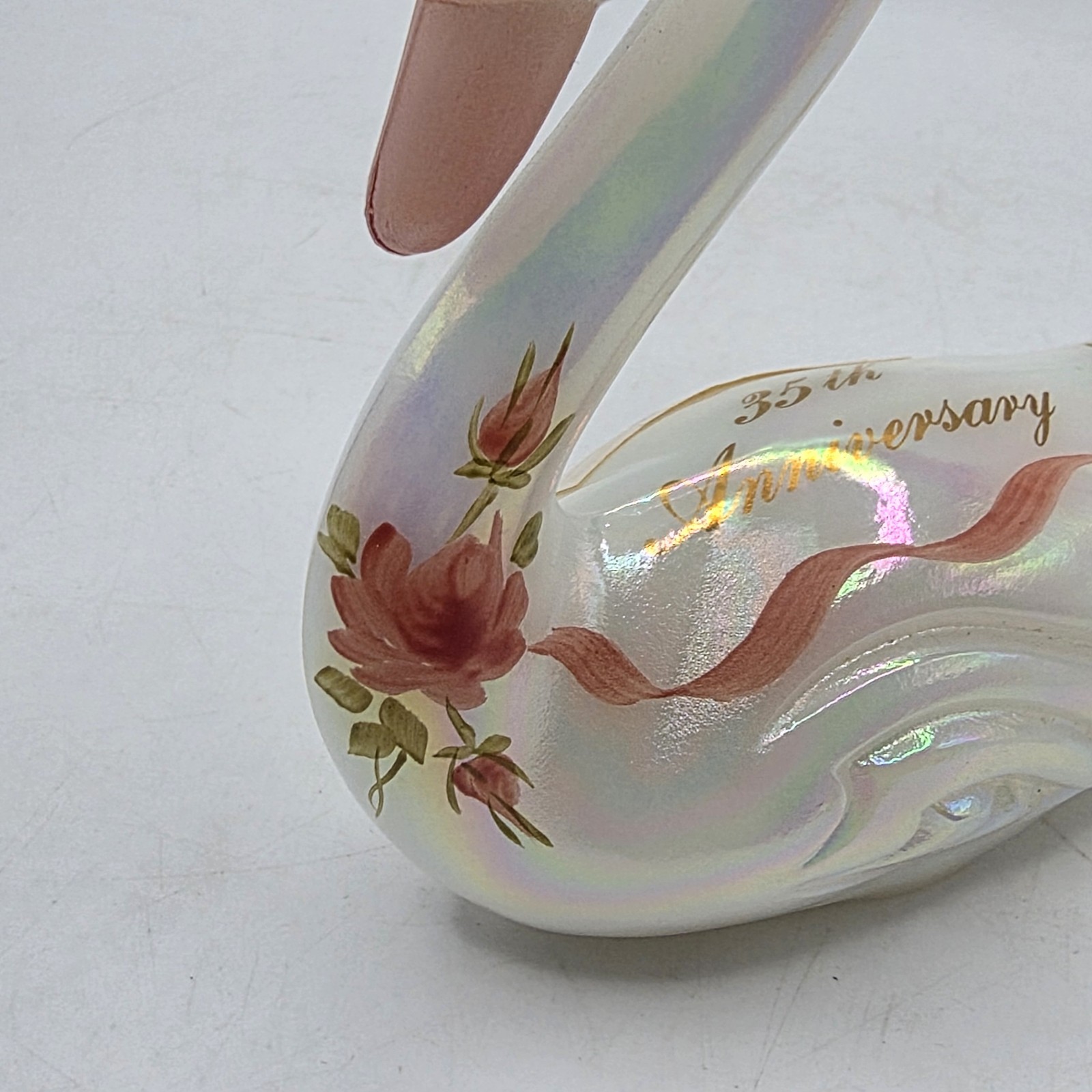 1989 Fenton Enduring Love 35 Year Anniversary Swan Figurine • Signed Wagner 4″H
