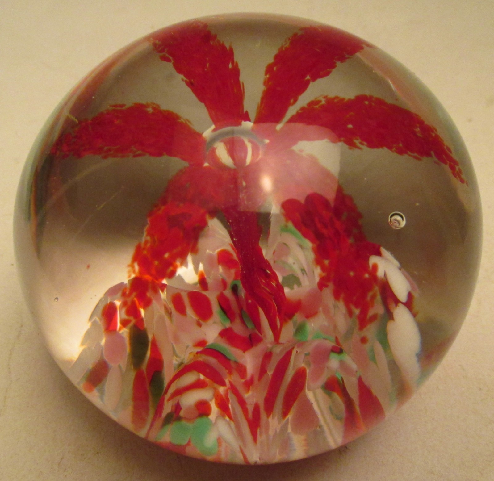 Gentile Glass Marked Floral Paperweight 3 ½” Made by glass artist, John Gentile