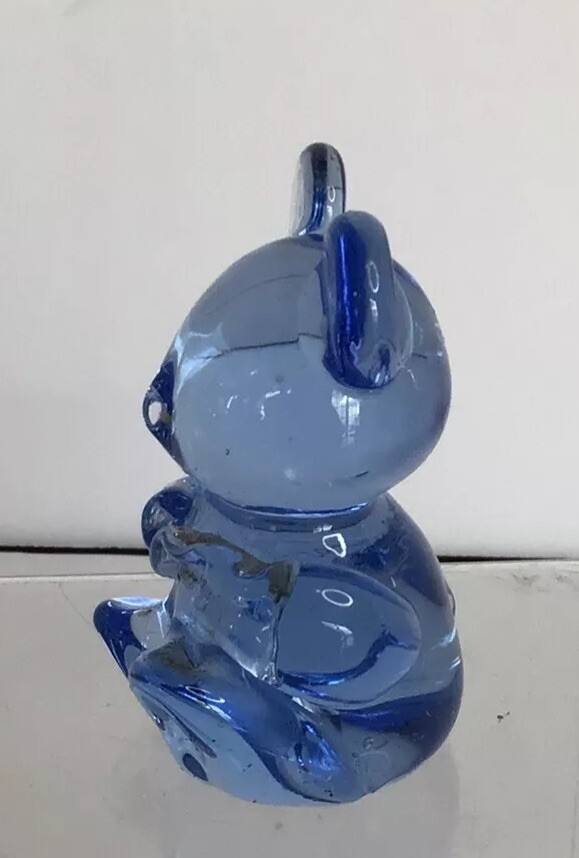 Vintage Blue Art Glass Koala Bear Figurine US Commemorative Fine Art Gallery