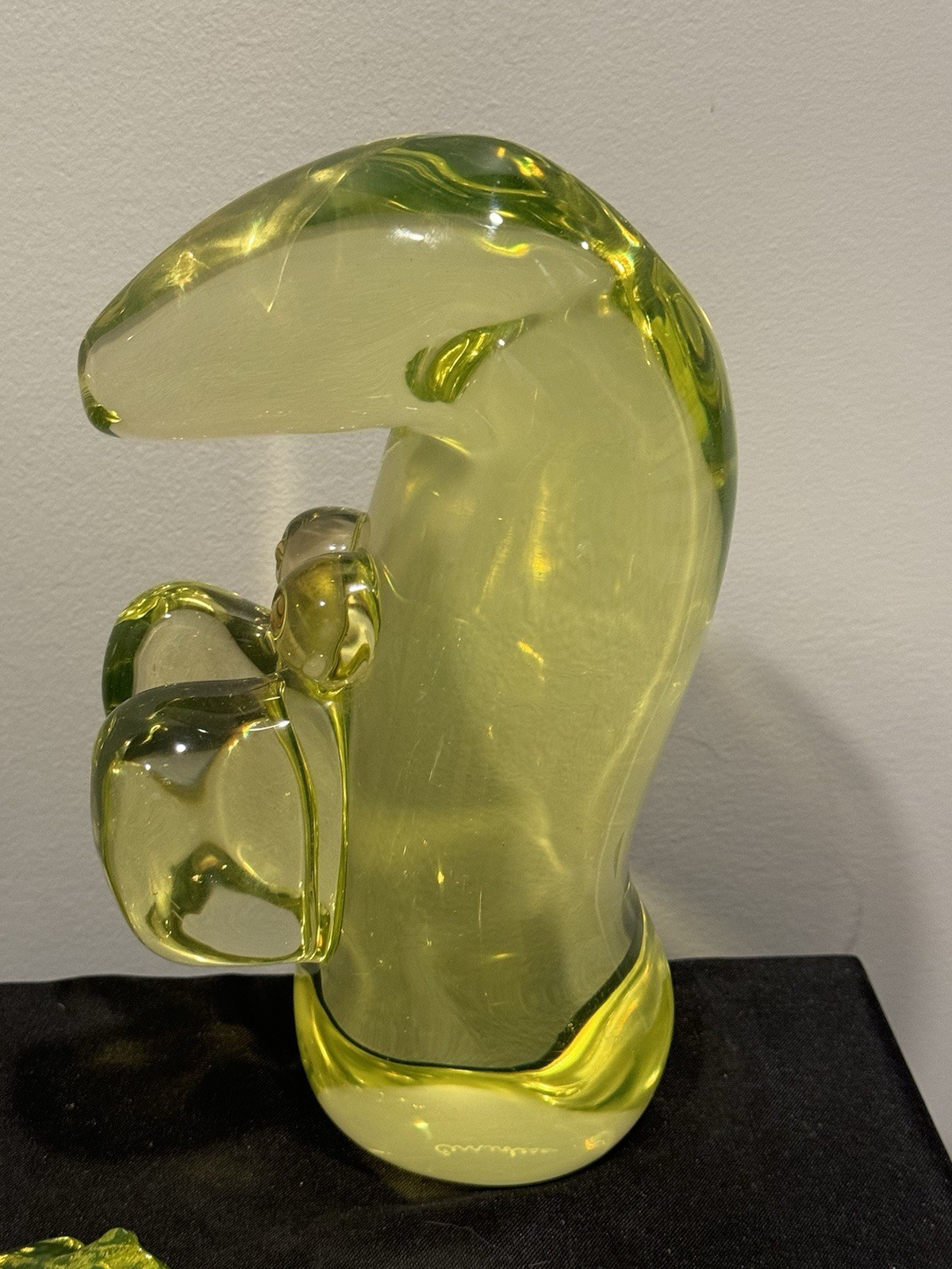 Murano Uranium Glass vaseline horse 11 pounds