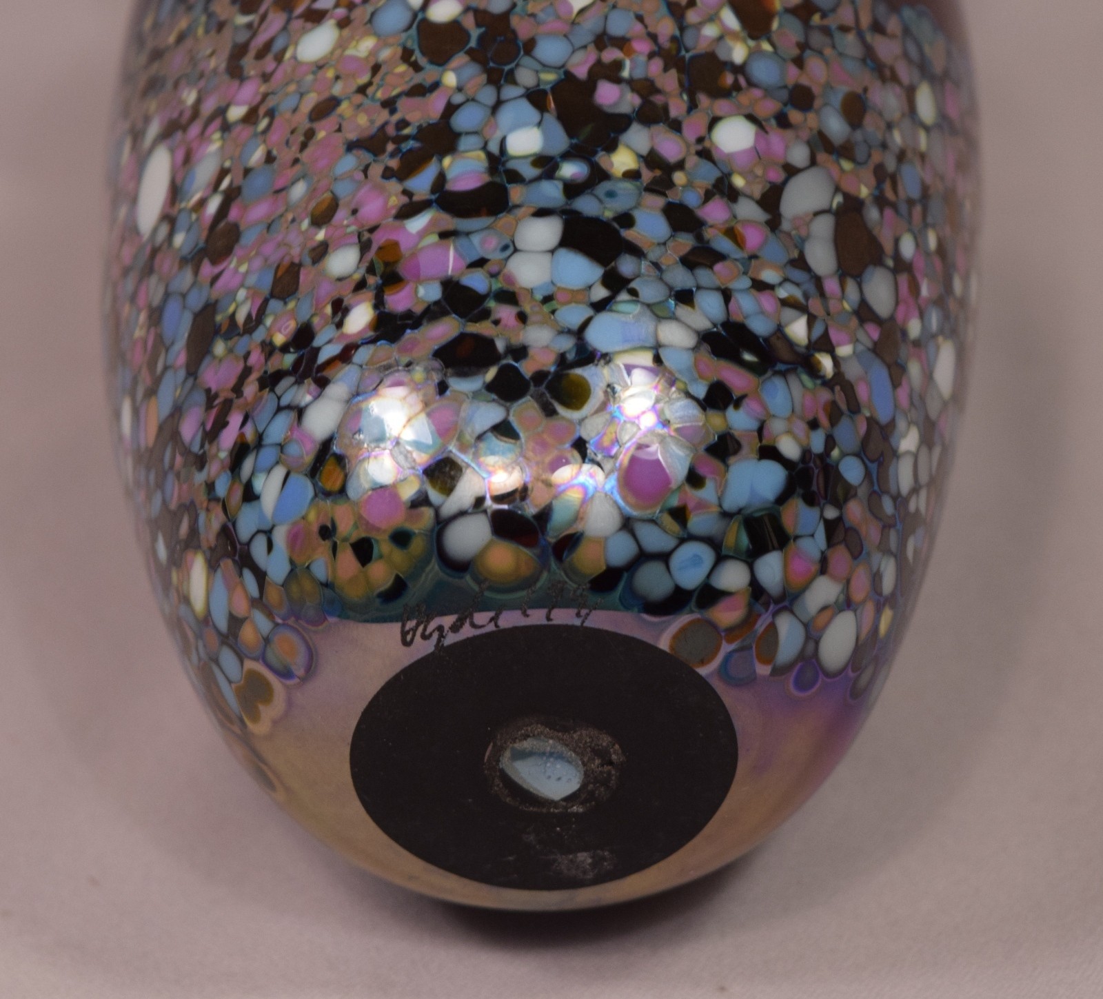 Hand Blown Unique Signed Hyde 91 Art Glass Vase 6-1/8 Inches