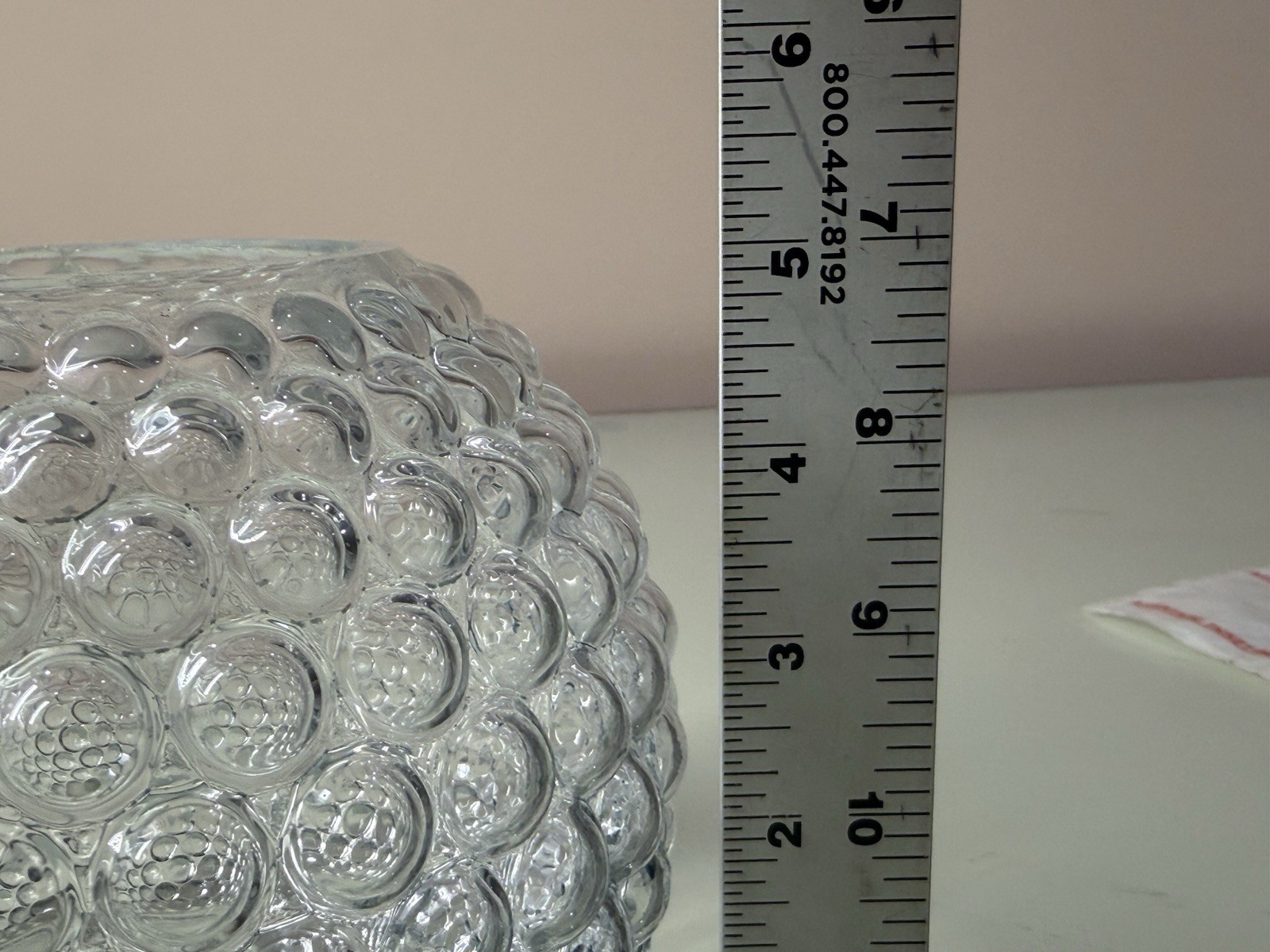 Swedish Clear Glass Hobnail Bubble Round Sphere Rose Bowl Vase Candle Holder