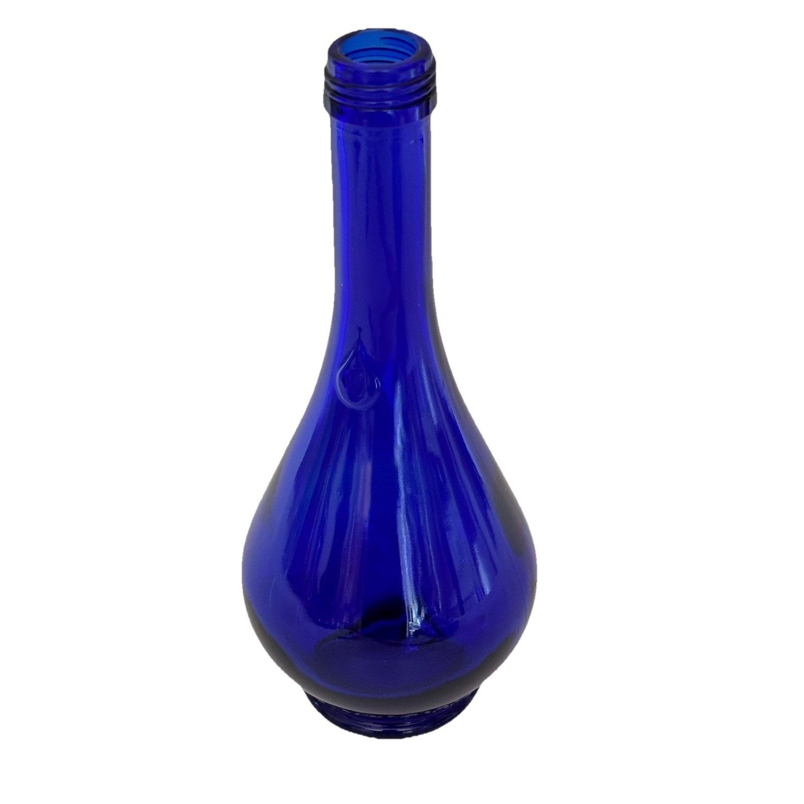 Vintage 8.5” Acqua Della Madonna Cobalt Blue Teardrop Bottle Italy