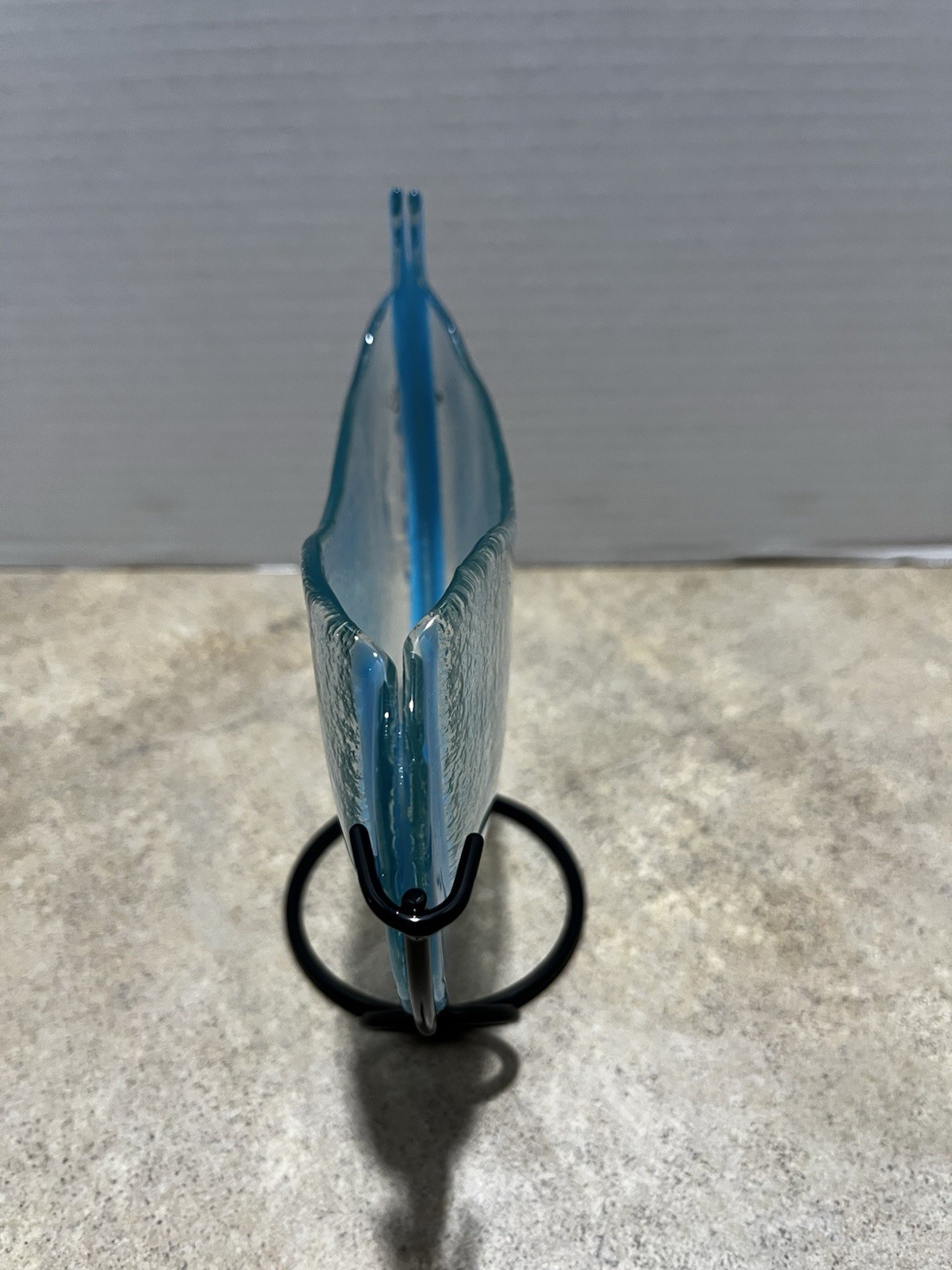 MCM Mark Hines Designer Style Standing Vase Crescent Half Moon Black Base Teal