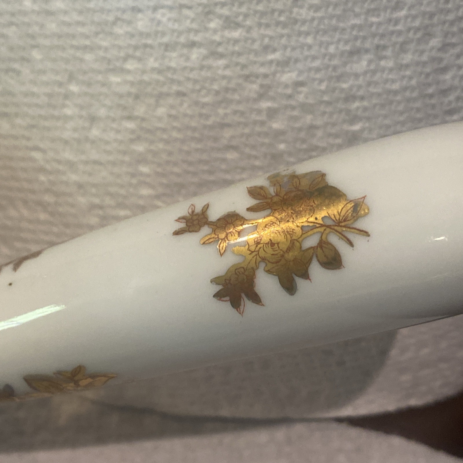 Andrea by Sadek Porcelain Silent Butler: Hinged Crumb Catcher Roses & Gold