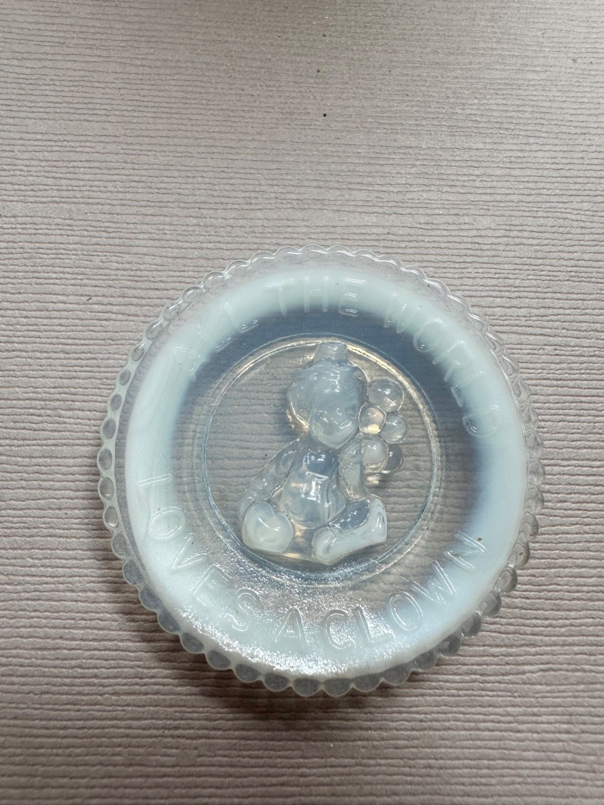Mosser Glass Pee Wee Clown Plate All World Loves A Clown Letter C White