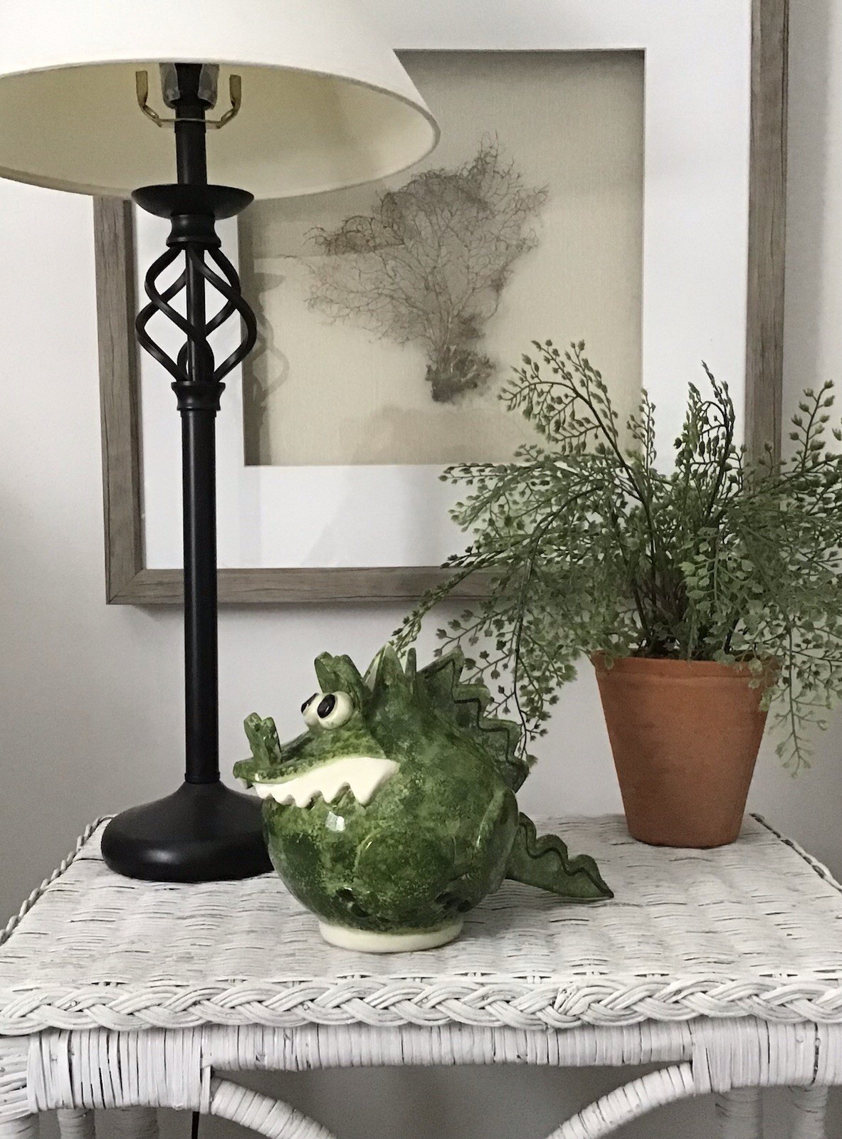 Ceramic Whimsical Alligator Sculpture Vase Double Creek Art Pottery Barwick USA