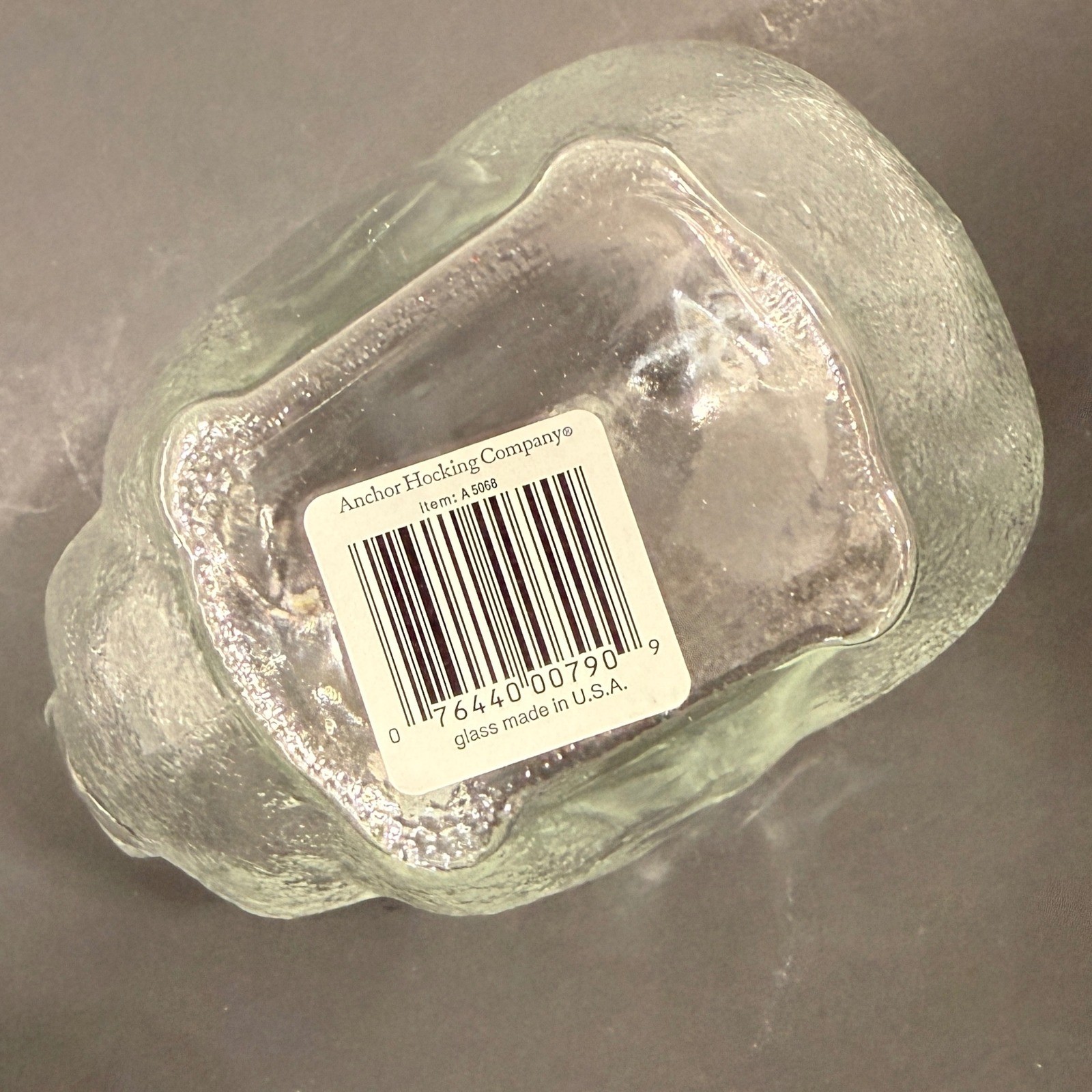 Anchor Hocking Clear Textured Glass Piggy Bank A5068 Made in USA 5 Inch