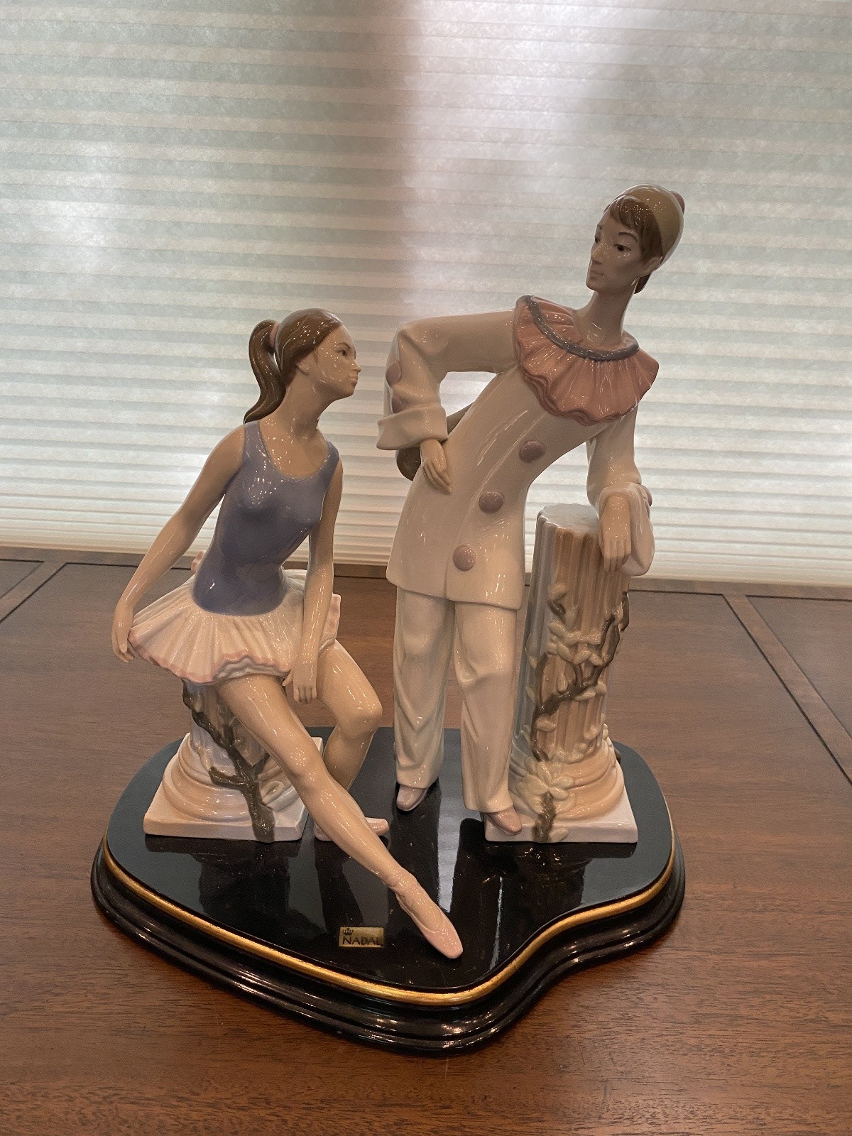 BEAUTIFUL LARGE VTG NADAL Multicolored Ballet Couple Porcelain Figure 14.5″H