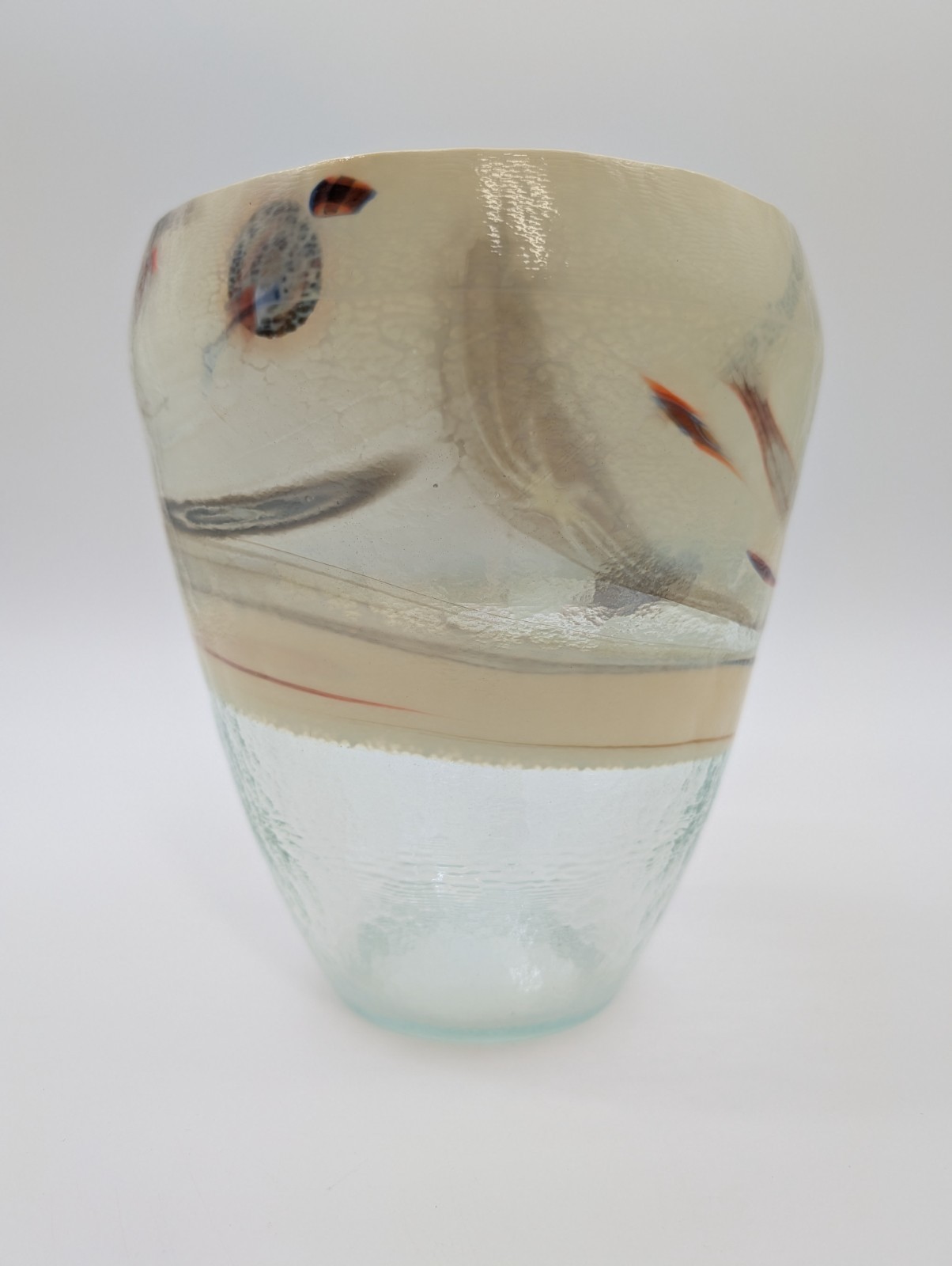 Vetro Artistico Clear/Multicolor Abstract Murano Art Glass 8” Vase