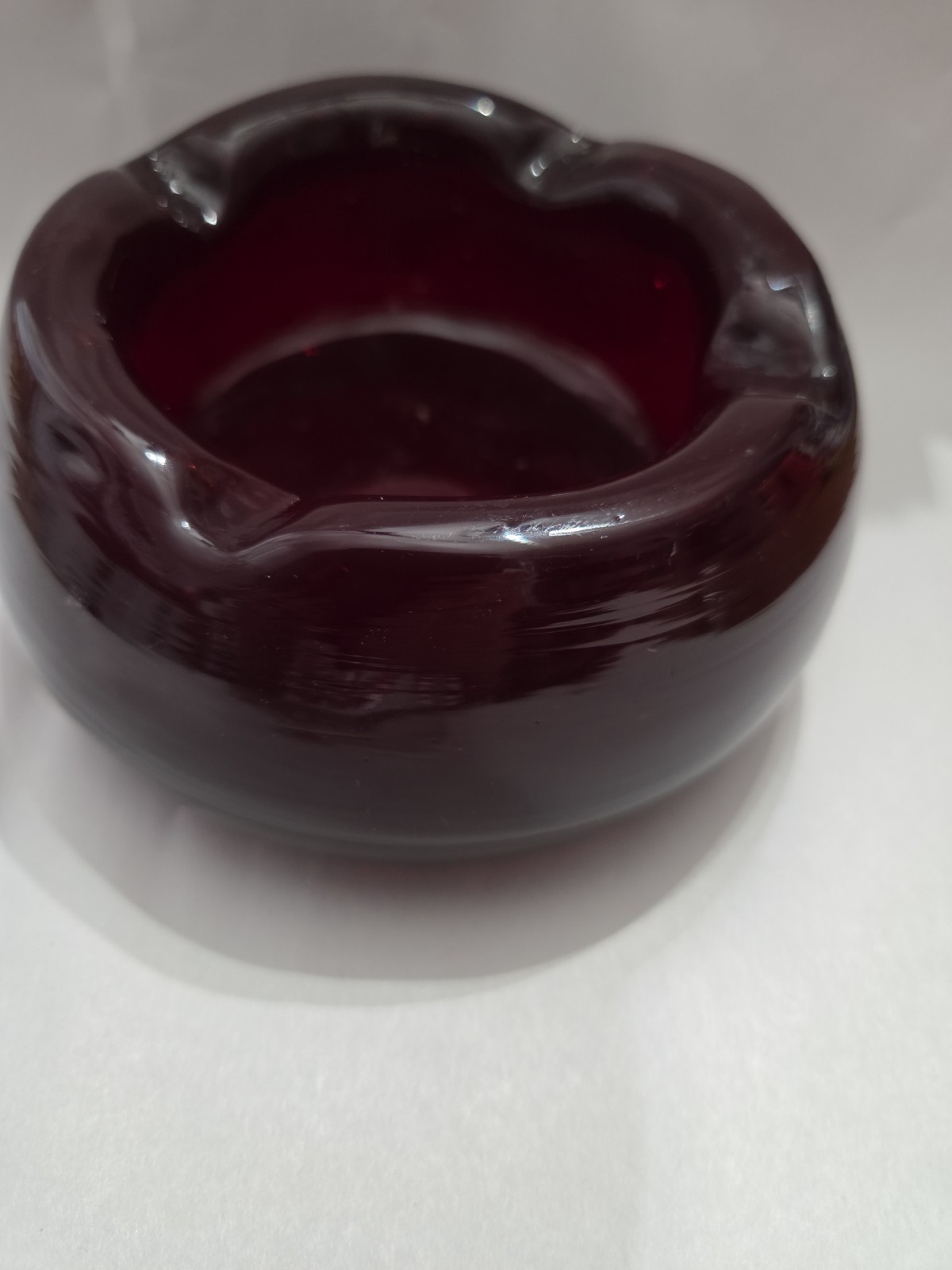 Vintage Red Italian Murano Ashtray With Controlled Bubble, Circa 1950’s