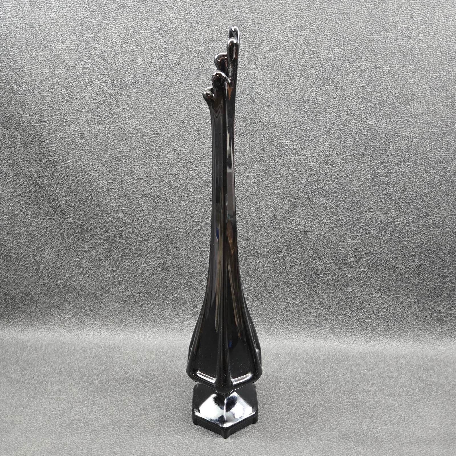 Viking Glass 19 Inch Epic Column 6 Sided Swung Vase in Rare Black Amethyst