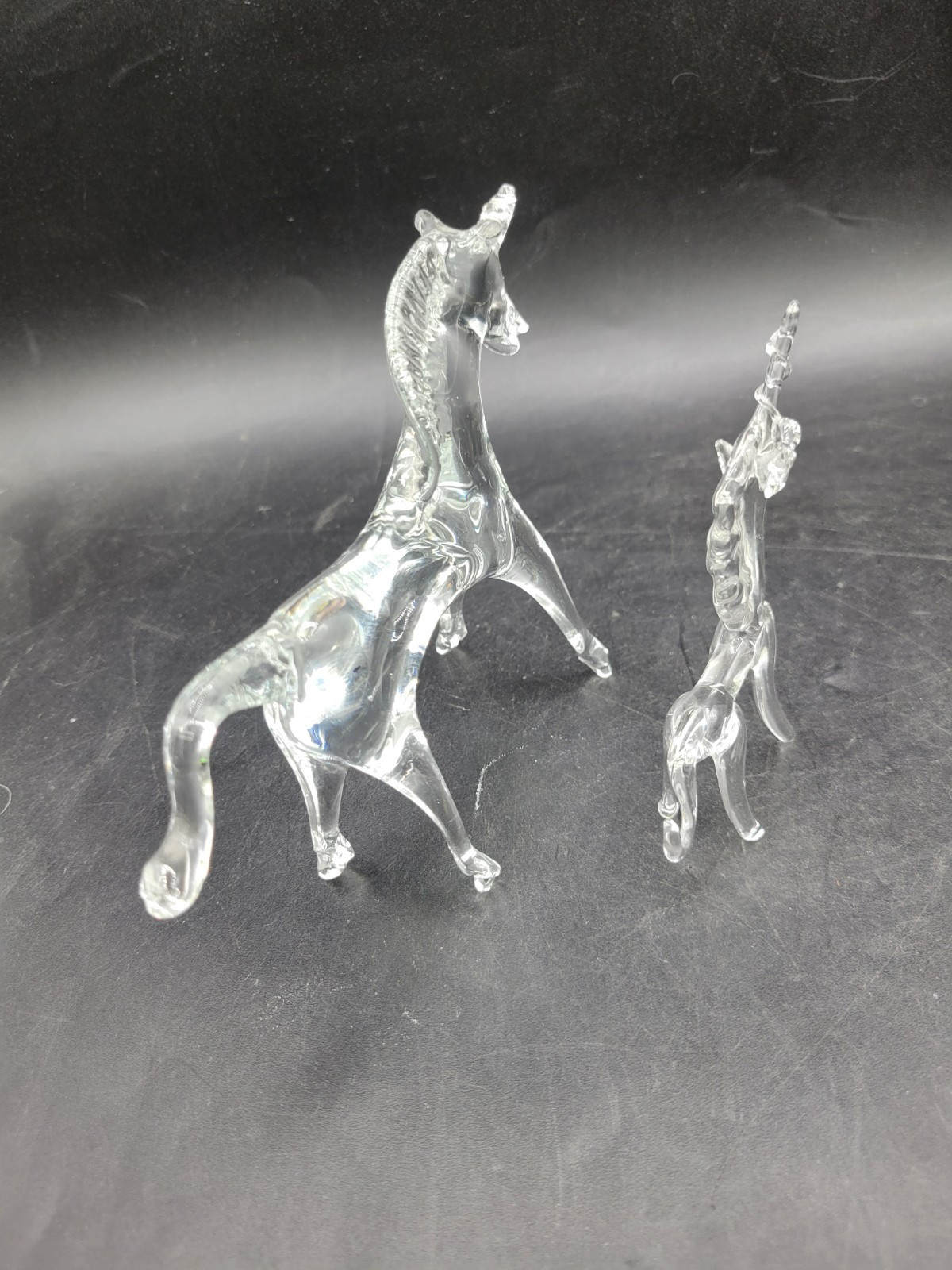 Vintage Pilgrim Art Glass Lampwork Unicorn Mare And Foal Baby Horses Figurines