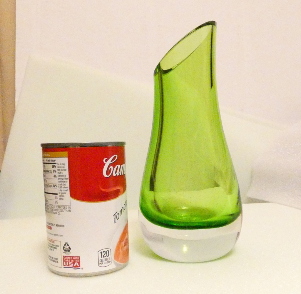 Blown Glass Vase, Green, signed, Poland, 7-3/4″ vintage, heavy, lovely, modern