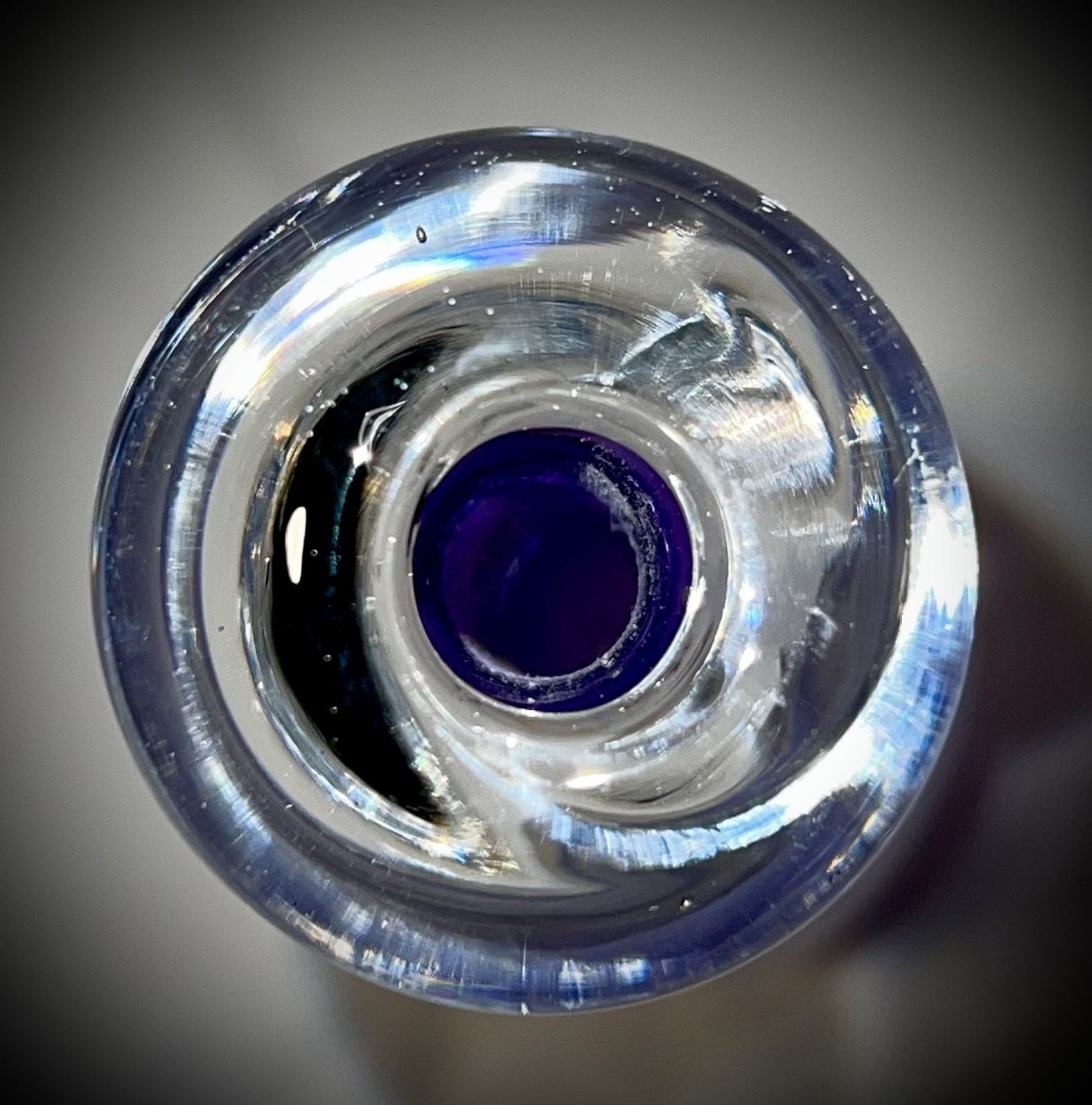 VANNATTA Studio Art Glass Vase 1995 Amethyst Purple Hand Blown 15.75” Signed