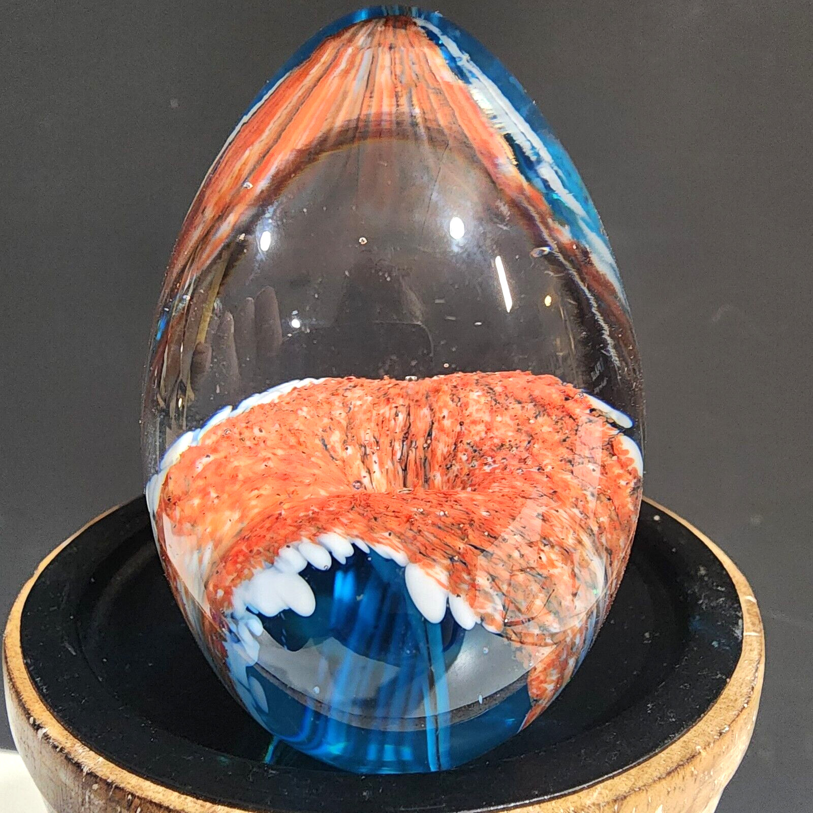 2 Vintage Glass Paperweights ~ Swirl Art Glass ~Egg Shaped