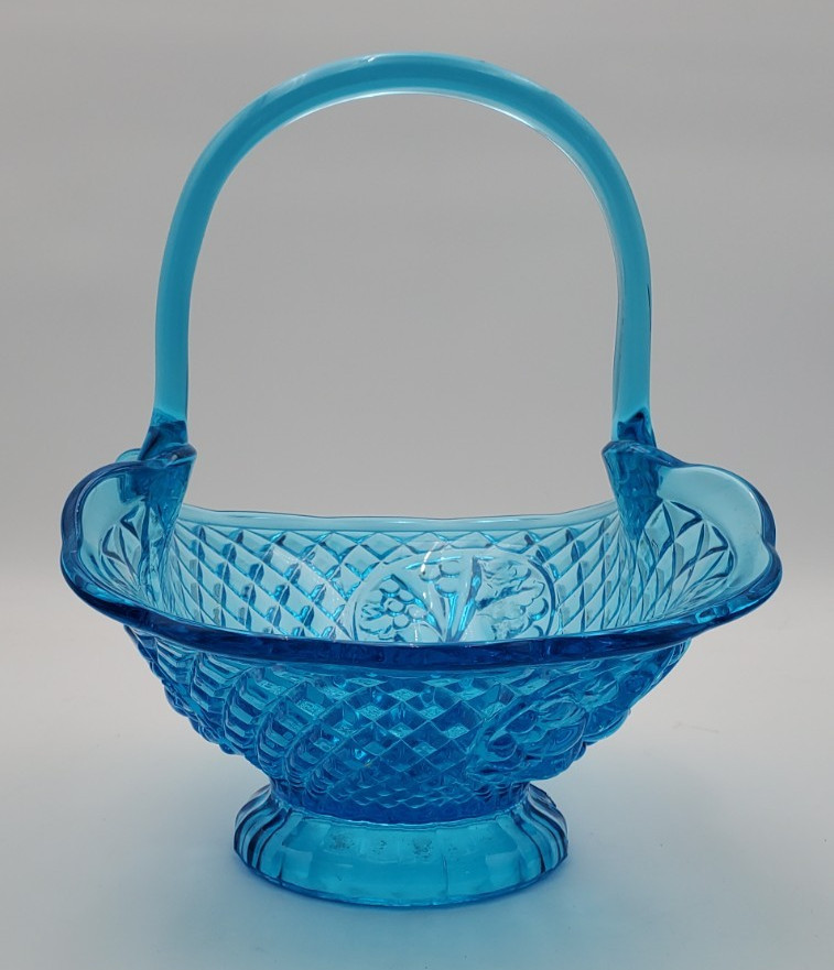 VTG Indiana Glass Horizon Blue Canterbury Fruit Basket