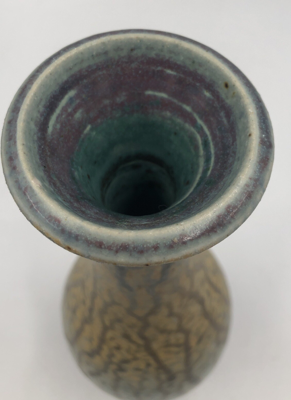 STUNNING JUSTIN TEILHET SIGNED STUDIO POTTERY DRIP VASE Ombre OHIO ARTIST 11.5”