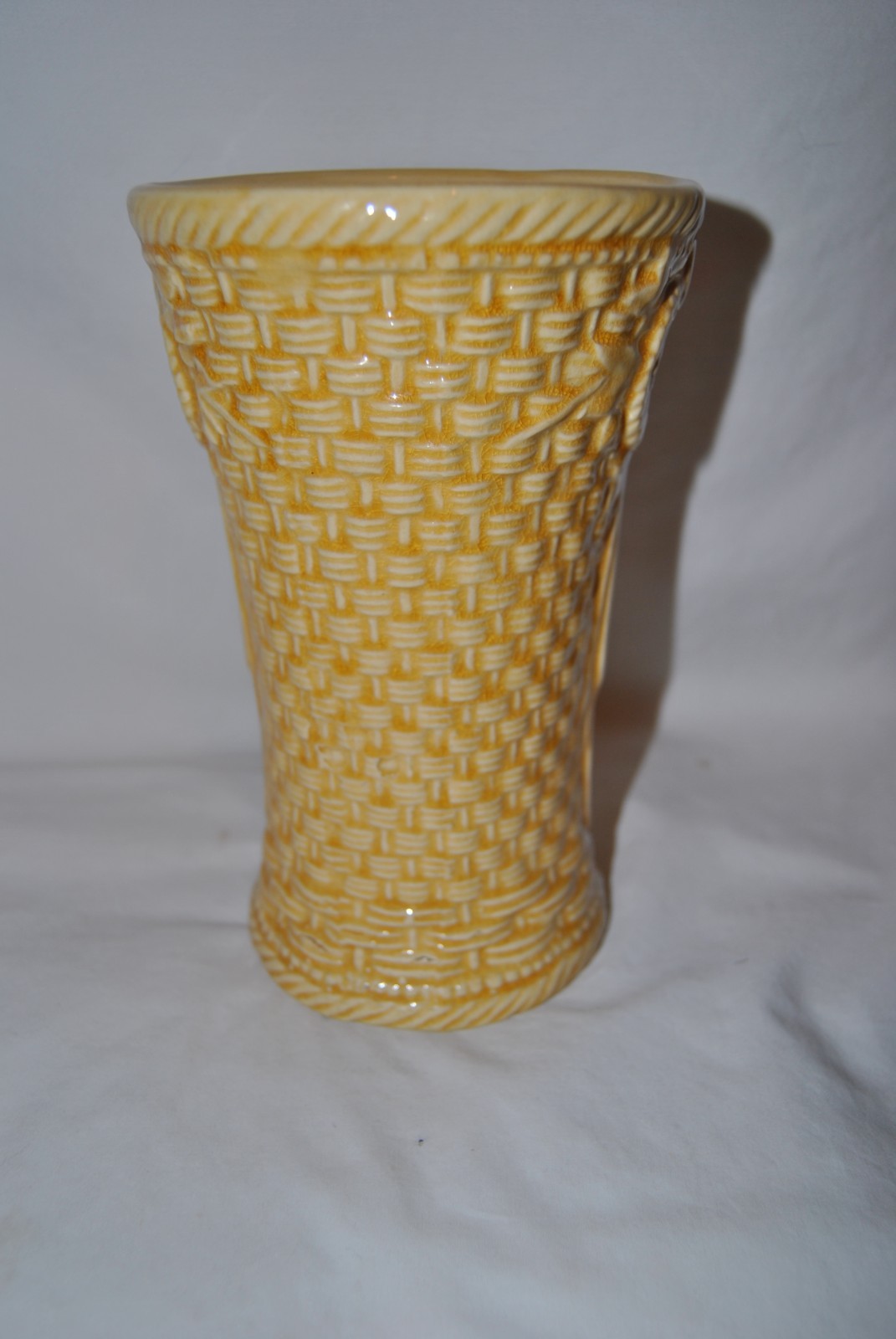 Mccoy Gloss Yellow Basketweave Vase