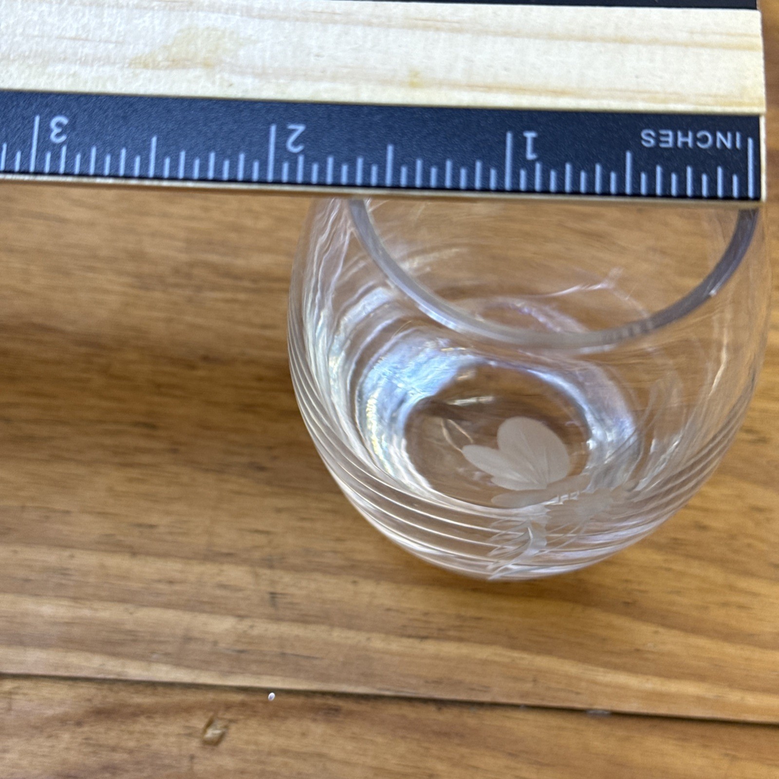 Contemporary Clear Glass Vase Etched Butterfly Floral Design Heavy Base