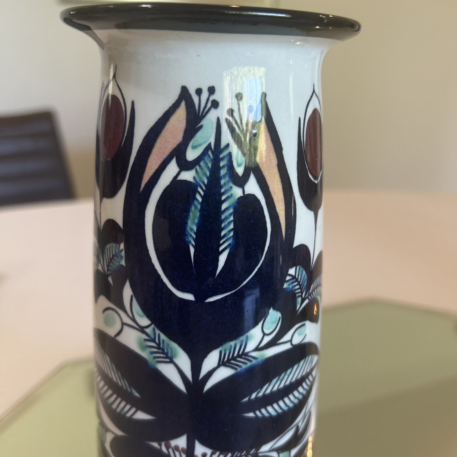 Vtg Royal Copenhagen Sweden Hand Painted Tenets 9.75” Vase Signed WOW