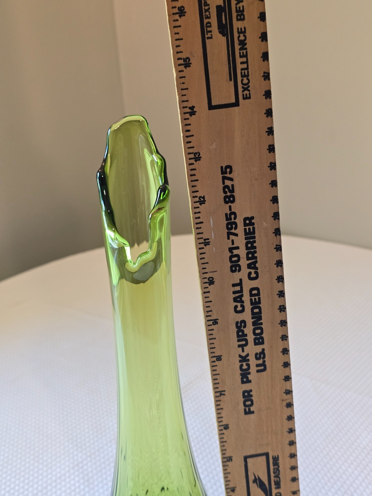 Vintage L.E. Smith Hobnail Swung Vase Olive Green 3 Foot Mid Century MCM Glass