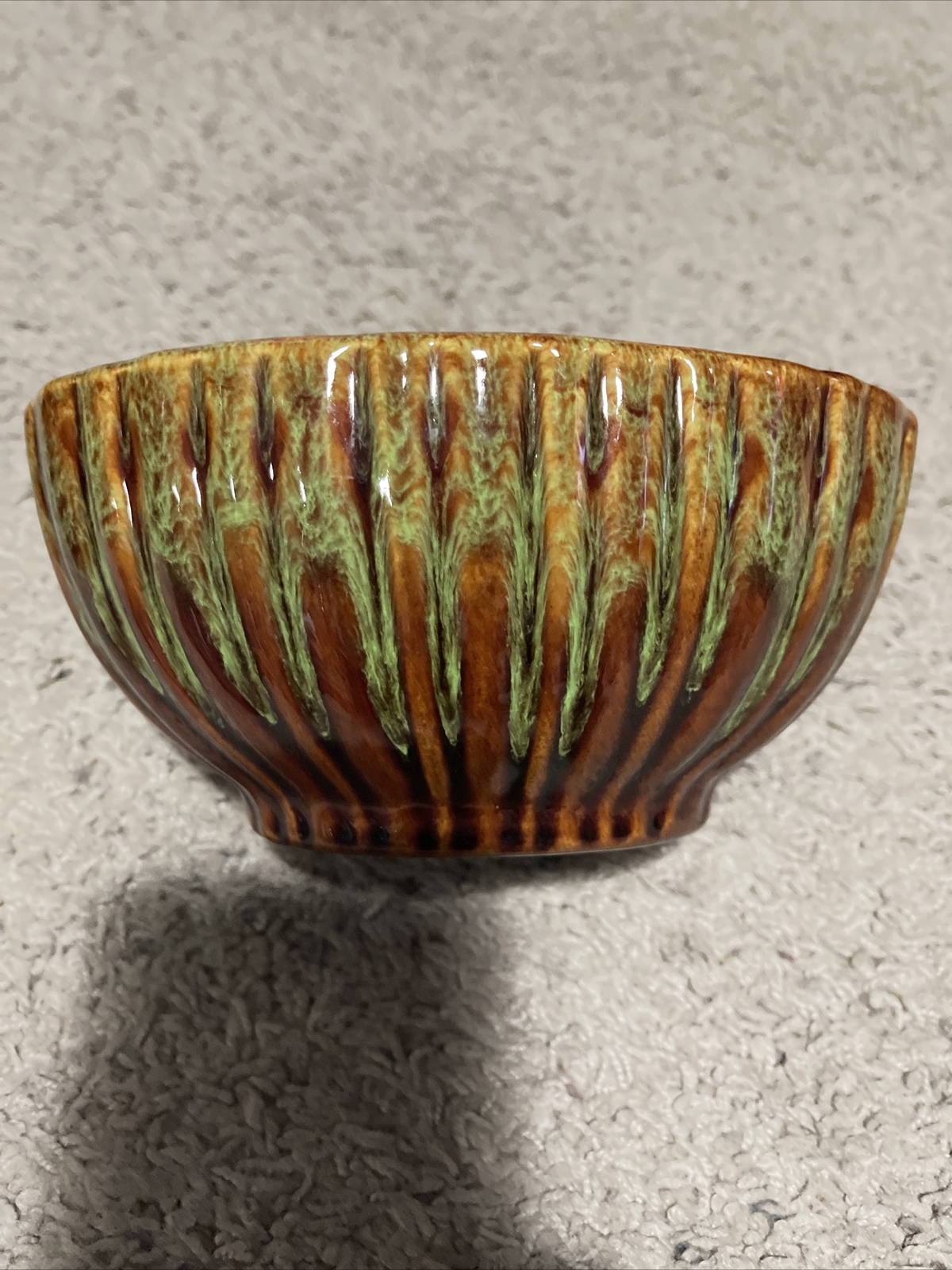 Vintage Mid Century Haeger #4020 7 1/2” Oval Planter Brown/green Made in USA
