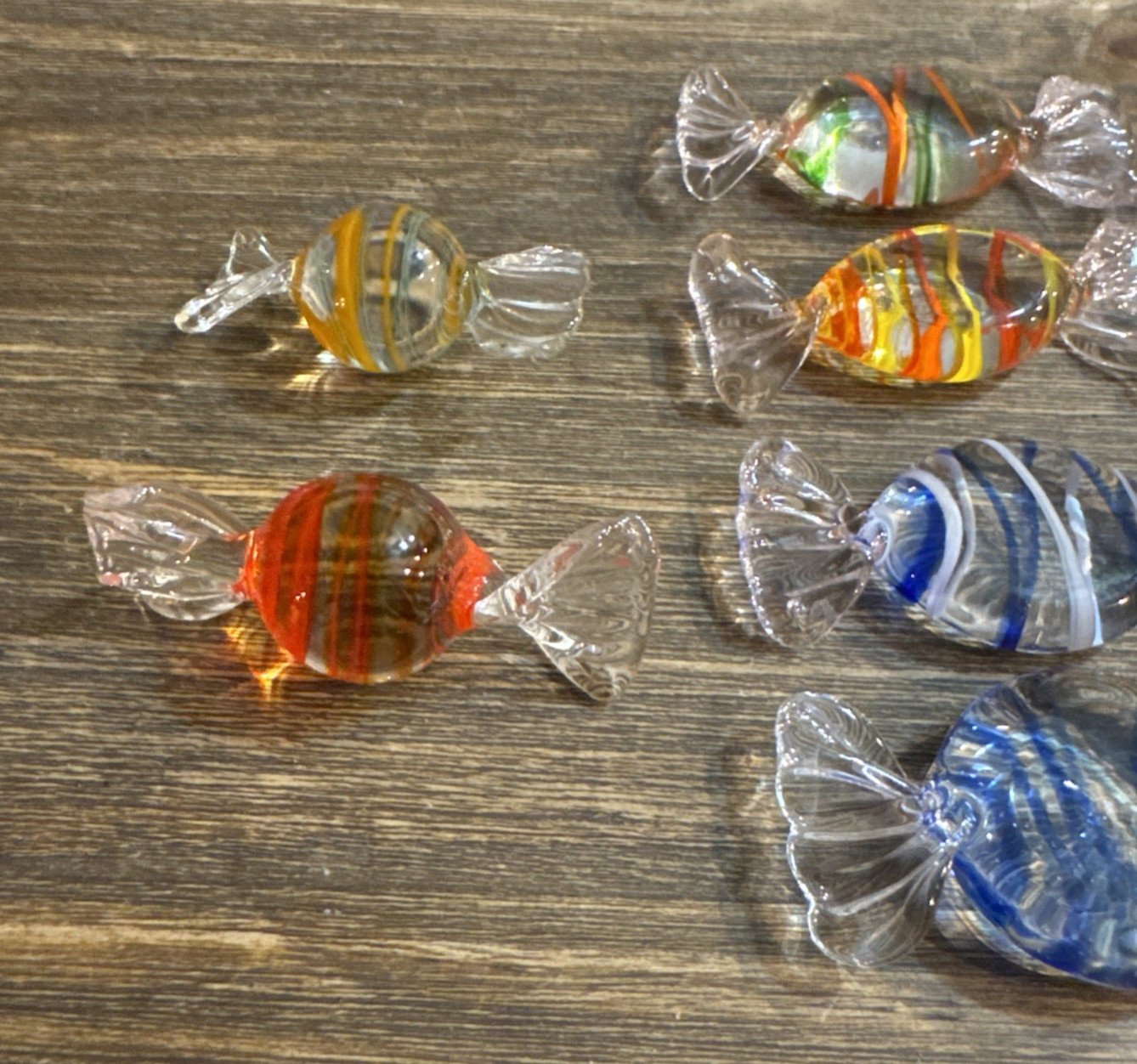 Art Glass Hand Blown Colorful Twist Decorative Candies LotOf 12 Smooth Quality