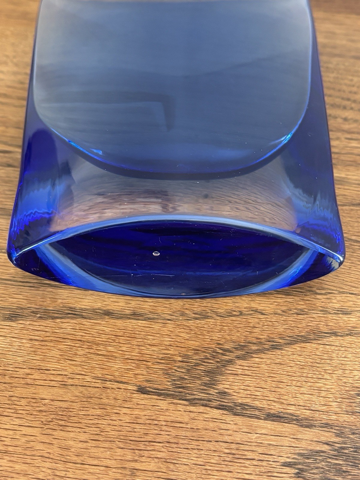VNTG Lindshammar Sweden Gunnar Ander Midcentury Modern Blue And Clear Glass Vase