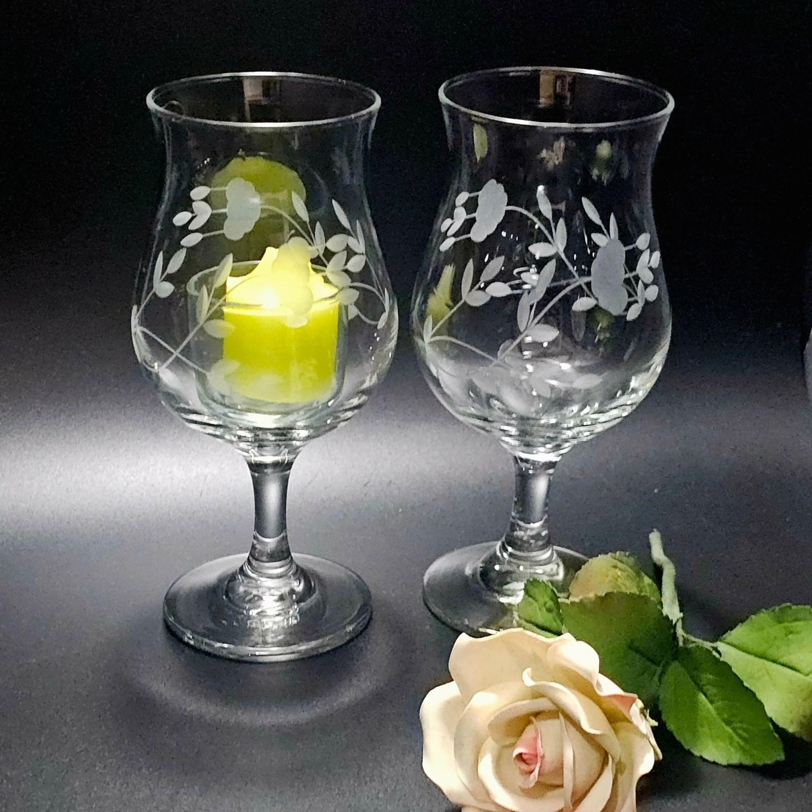 2 Princess House Heritage Candleholder 7″ votive tealight vtg 1990s romantic cry