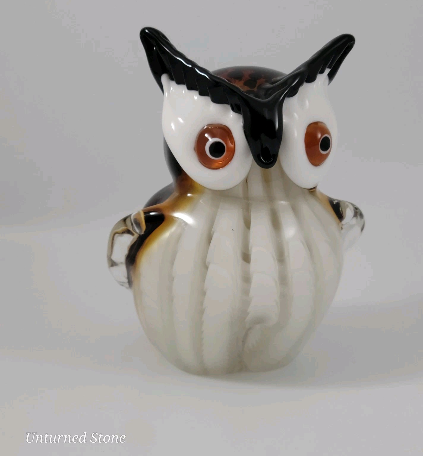Owl Art Glass Murano Style Owl 2+ Lbs. paperweight 5.5″