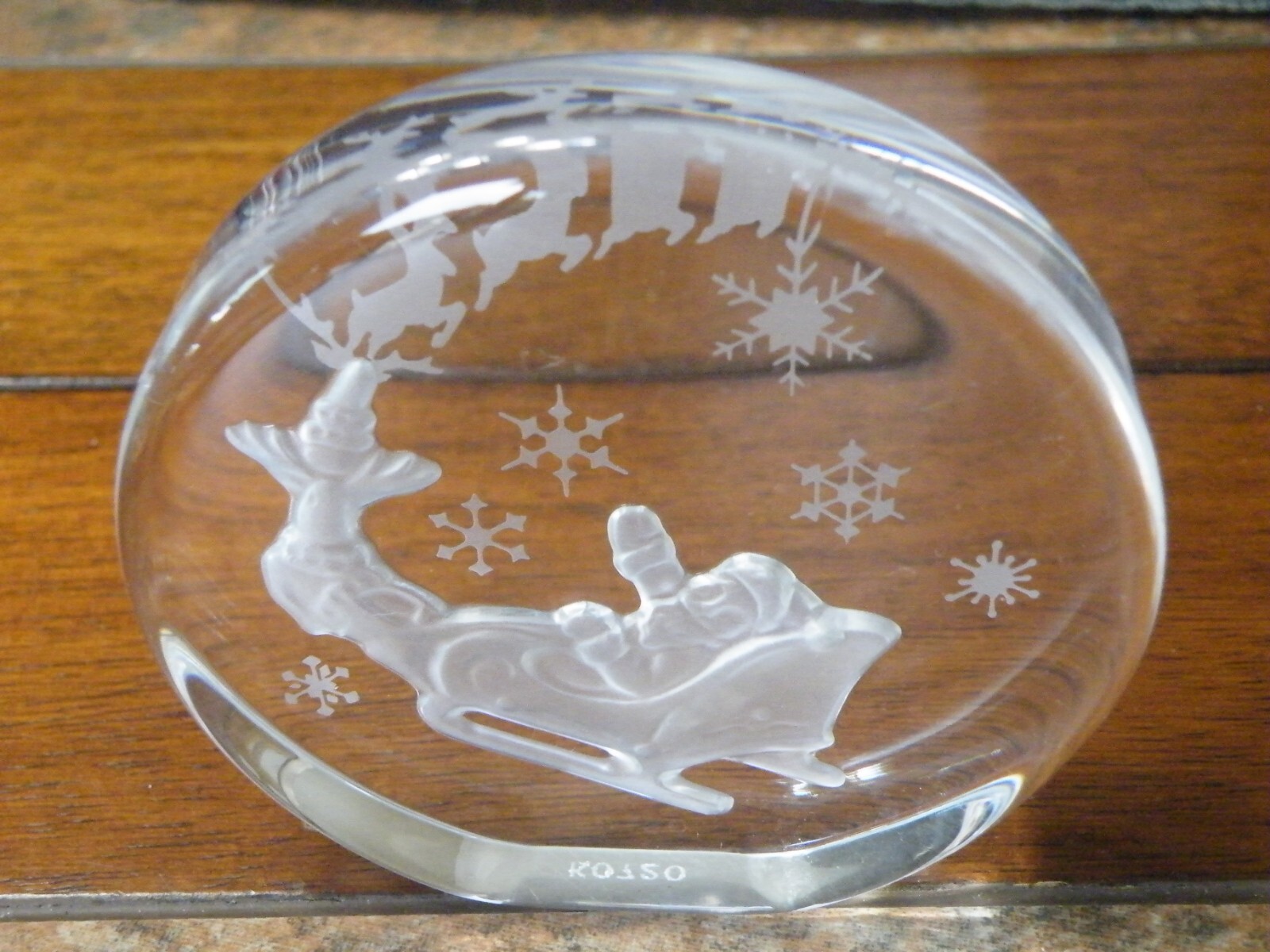 Santa Sleigh Paperweight Window Display 24% Lead Crystal Approx. 3-1/4″ FREESHIP