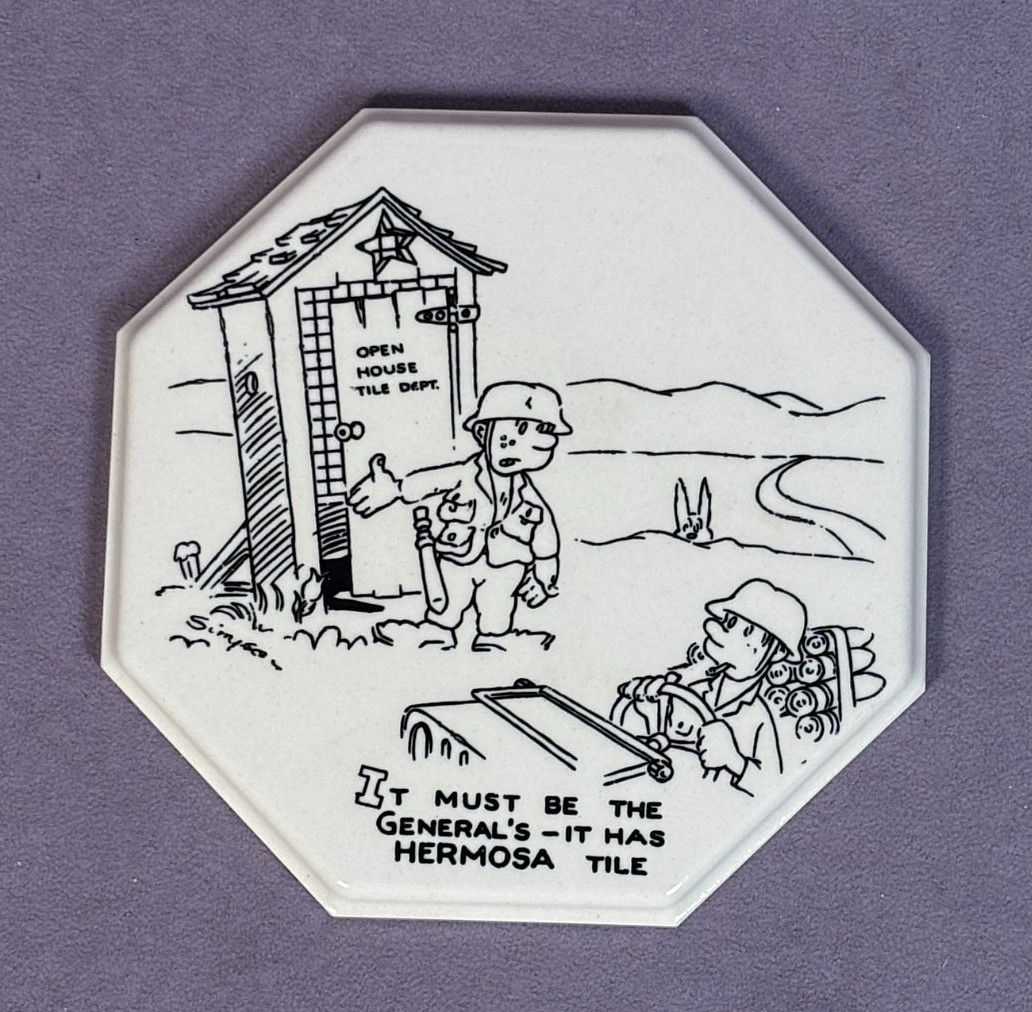 Gladding McBean CERAMIC TILE Vintage Army Comic HERMOSA Advertising Art Pottery