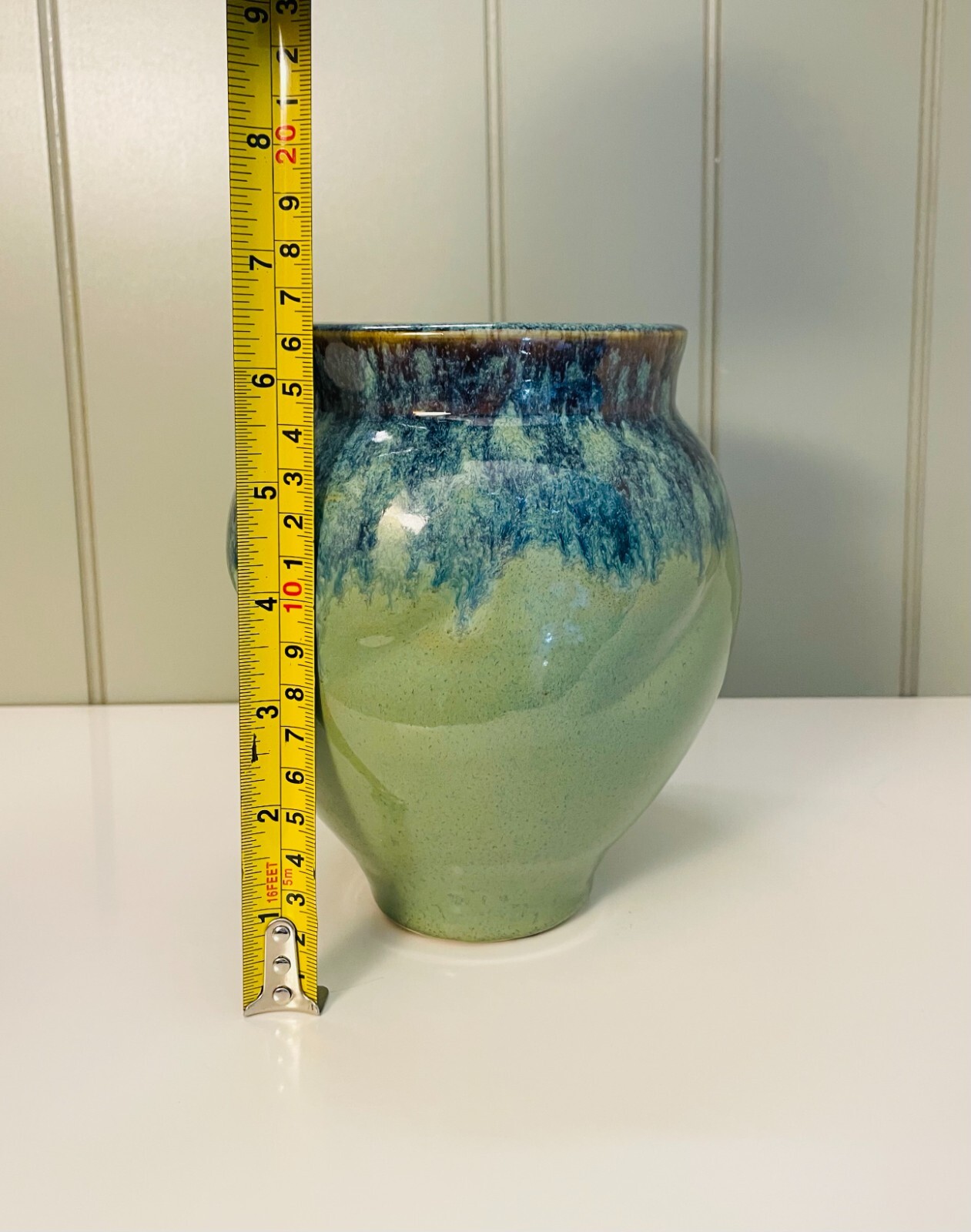 Fine art ceramic vase. Earth tones. Blue/green/brown