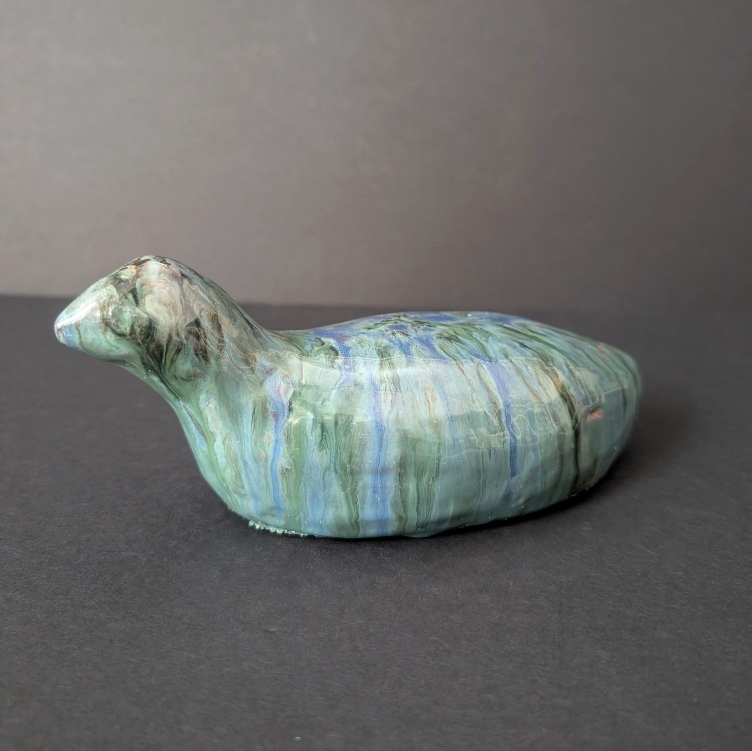 Monterey Jade California-Style Redware Pottery Folk Art Bird Heavy Drip Glaze