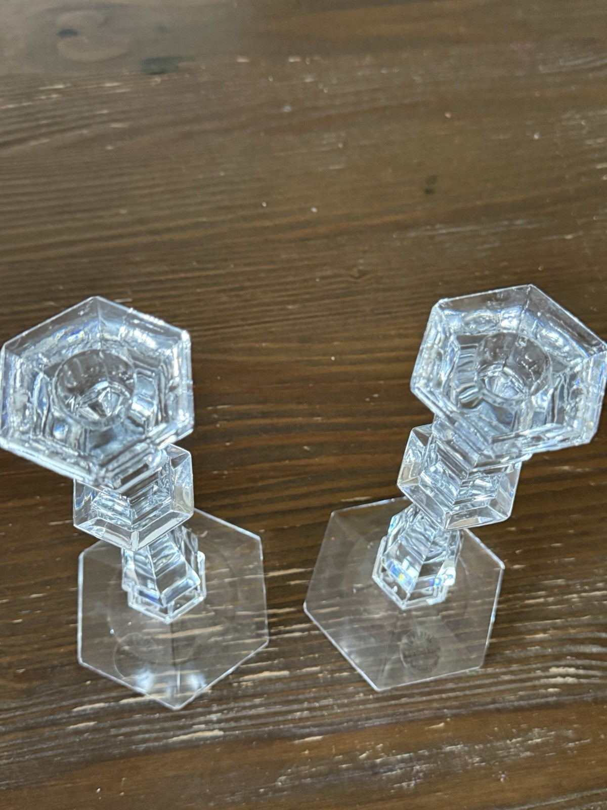 Bohemia Clear Crystal Candlesticks Set of 2 Made in Czech Republic