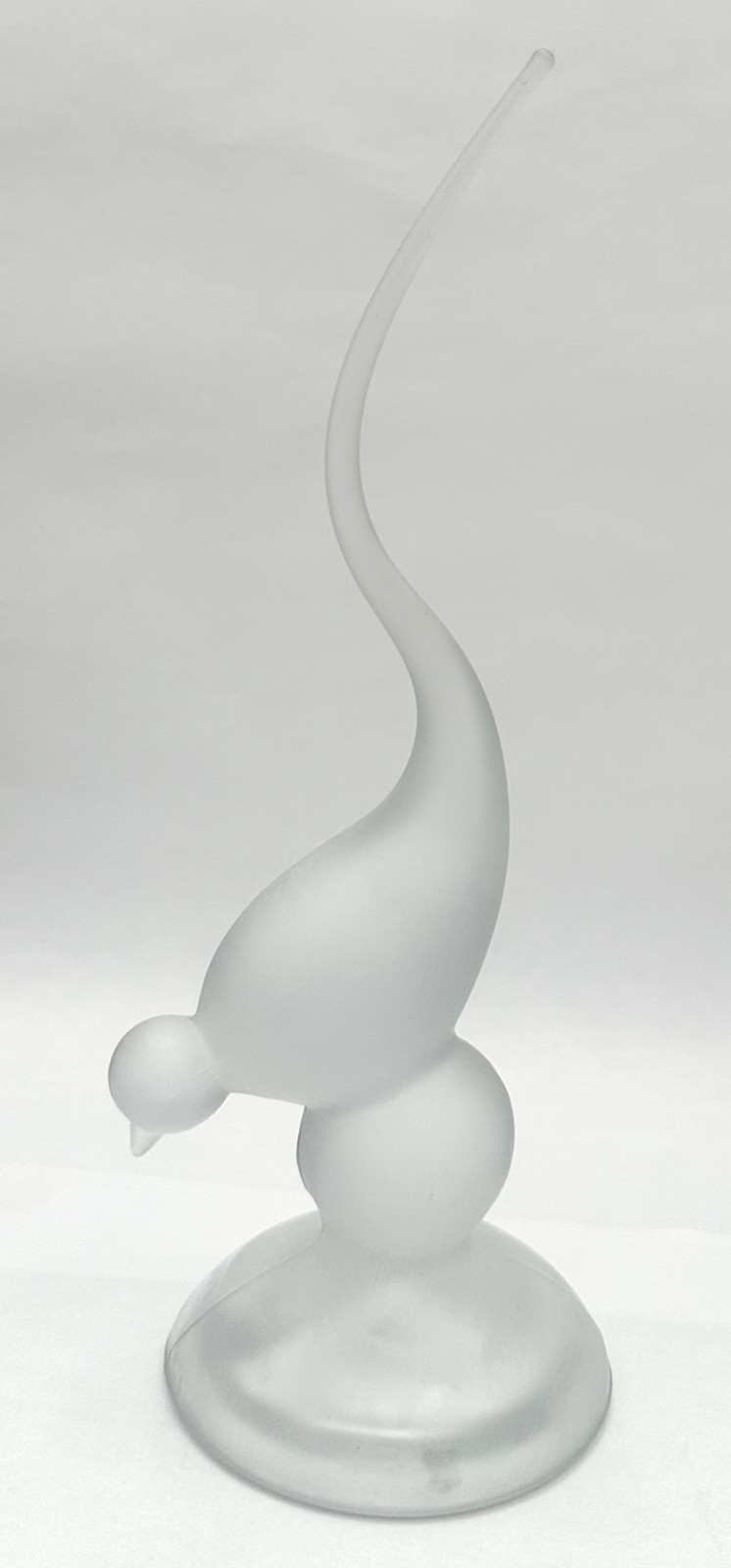 Viking Glass Long Tailed Bird Satin Frosted 9 1/2 Inches Tall MCM Glows with UV