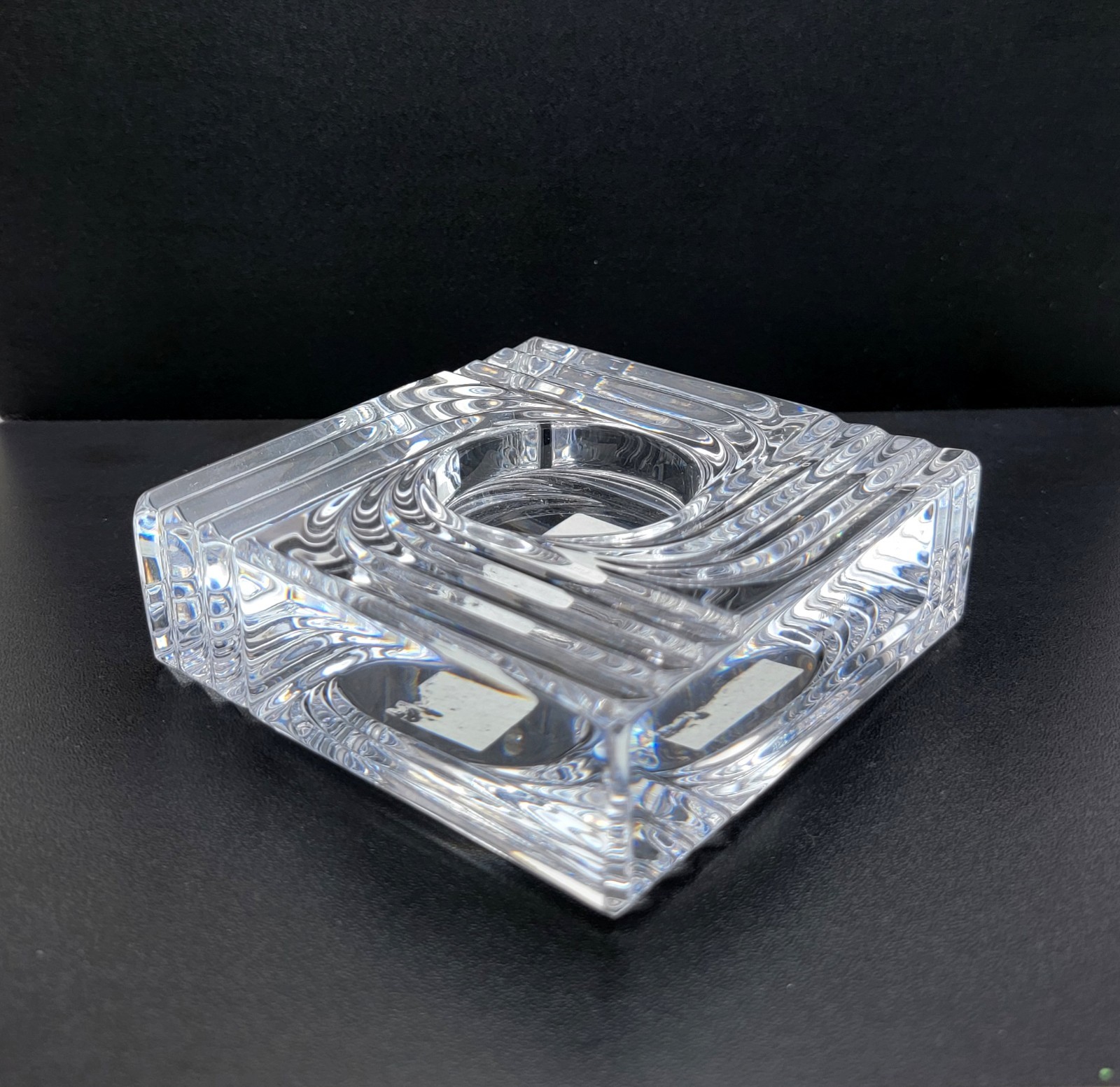 2 Marquis By Waterford Crystal Art Deco Square Votive Candle Holder Set