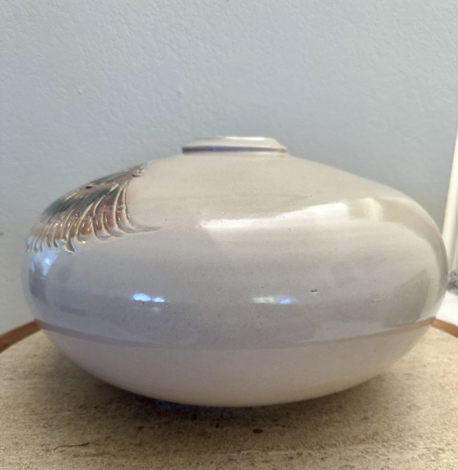 Studio Ceramic Pottery “Golden Eagle” Large Art Vessel Signed 14”D Wildlife Bird