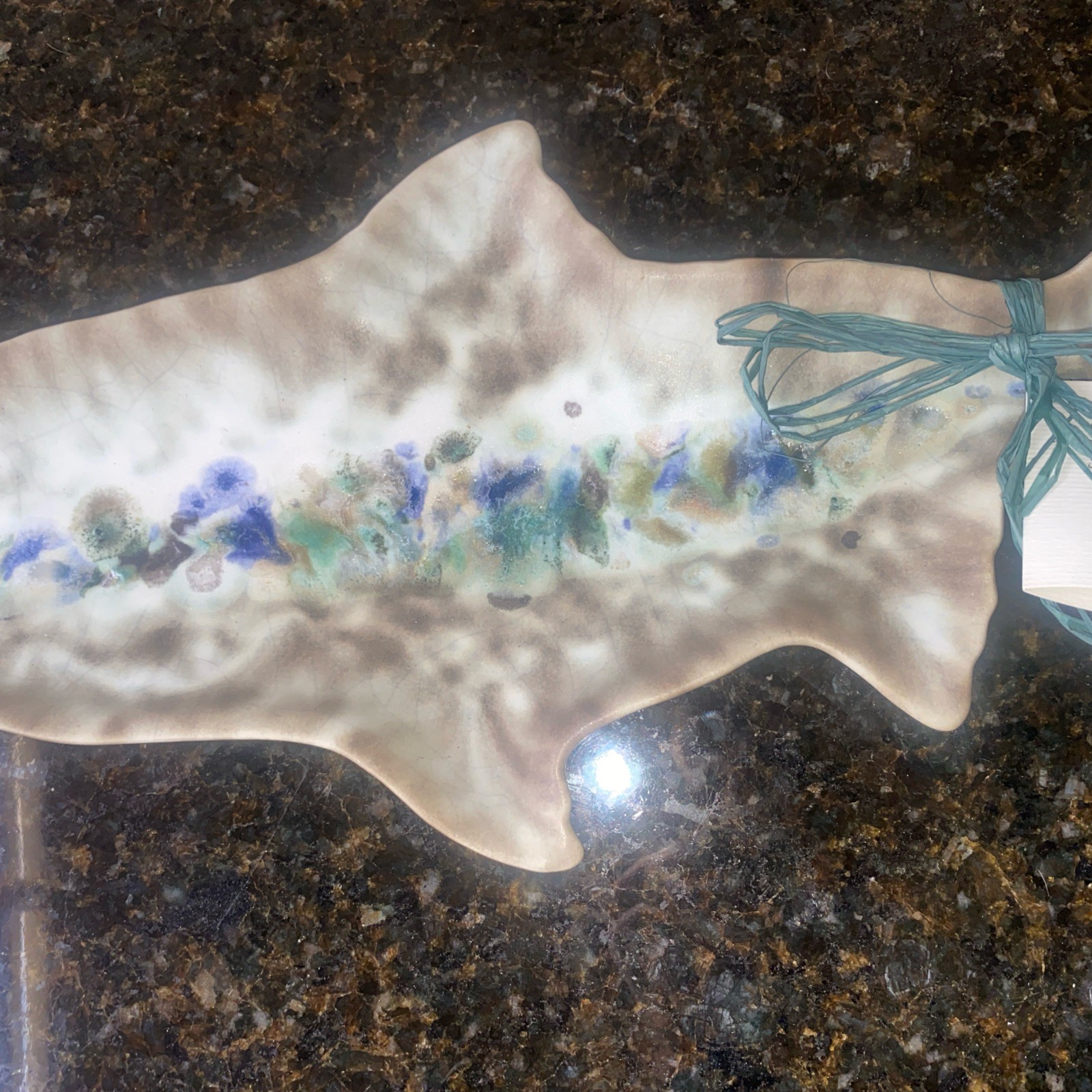 Ouray Glassworks Sam Rushing Signed Rainbow Trout Platter Ceramic/melted Glass