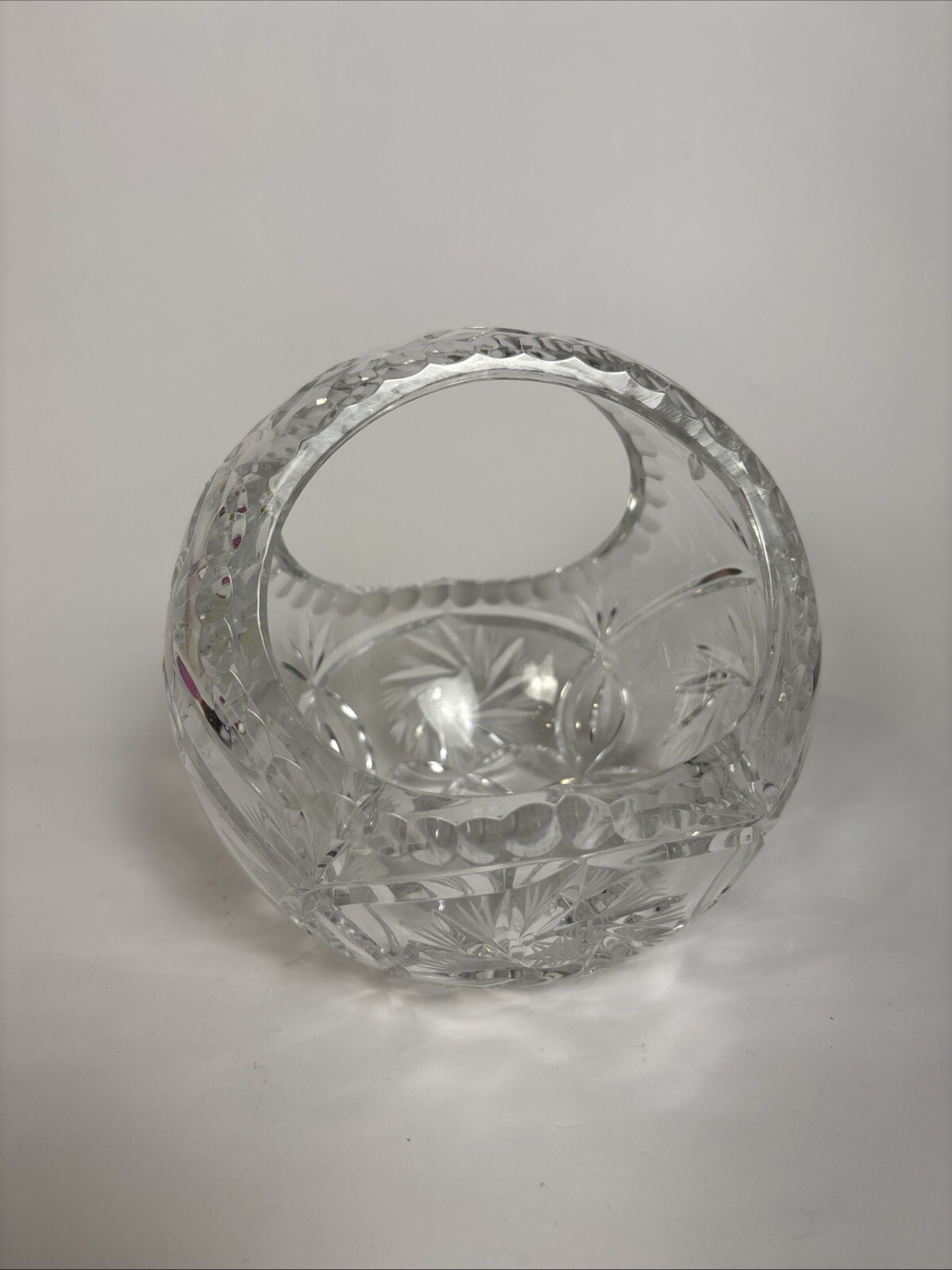 Leaded Crystal Clear Basket Made In Poland Approx. 5 3/4×5 3/4”