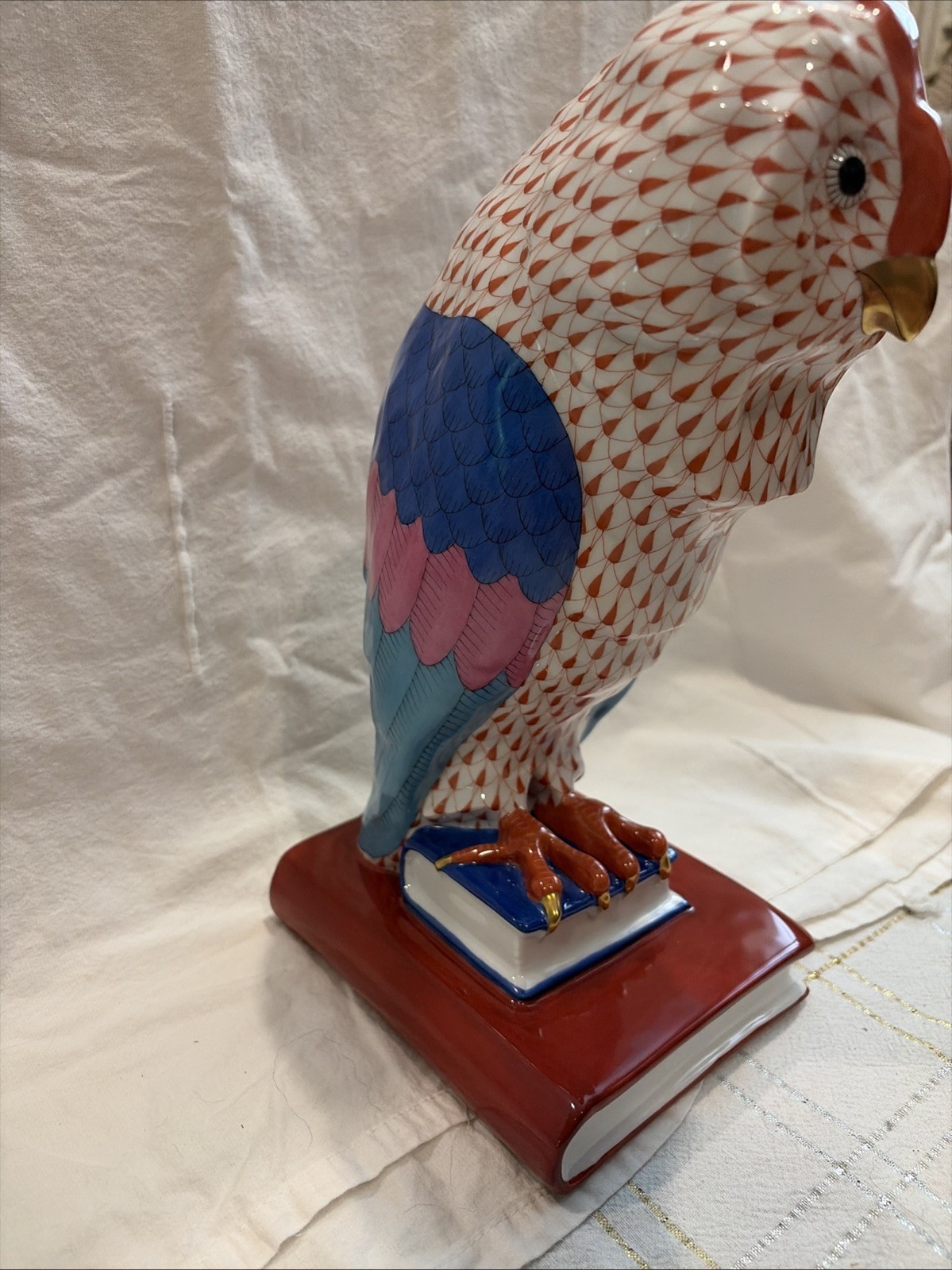 HEREND Owl On Books Bookend
