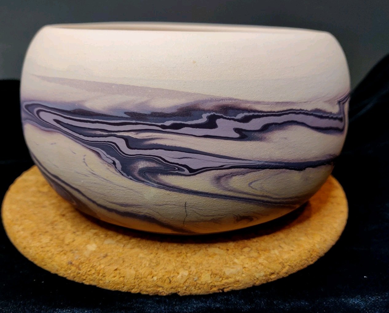 Vintage American Creations Purple Hand-painted Made In The USA Pottery Bowl 6 In