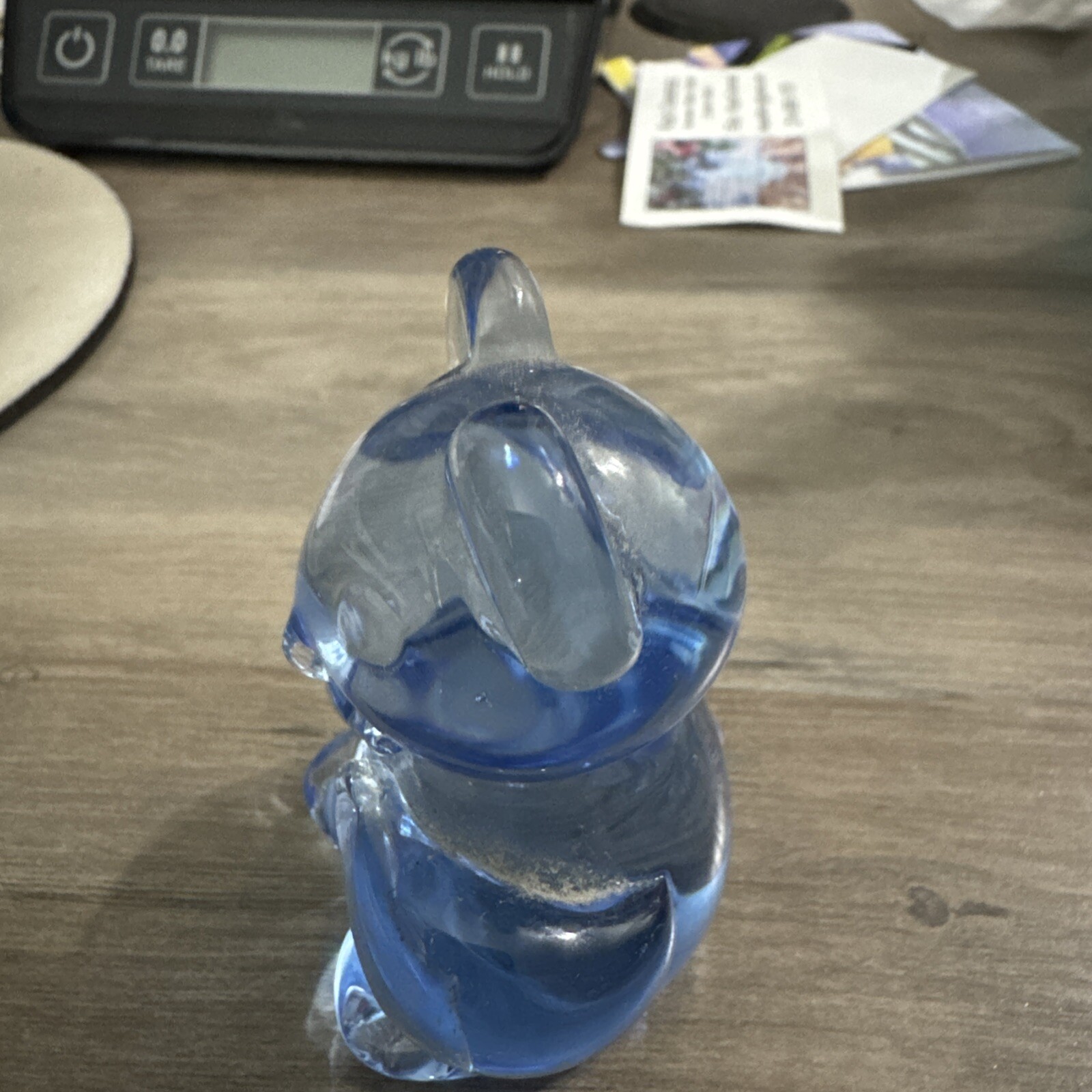 Blue Art Glass Bear Figurine 3″ tall US Commemorative Fine Art Gallery