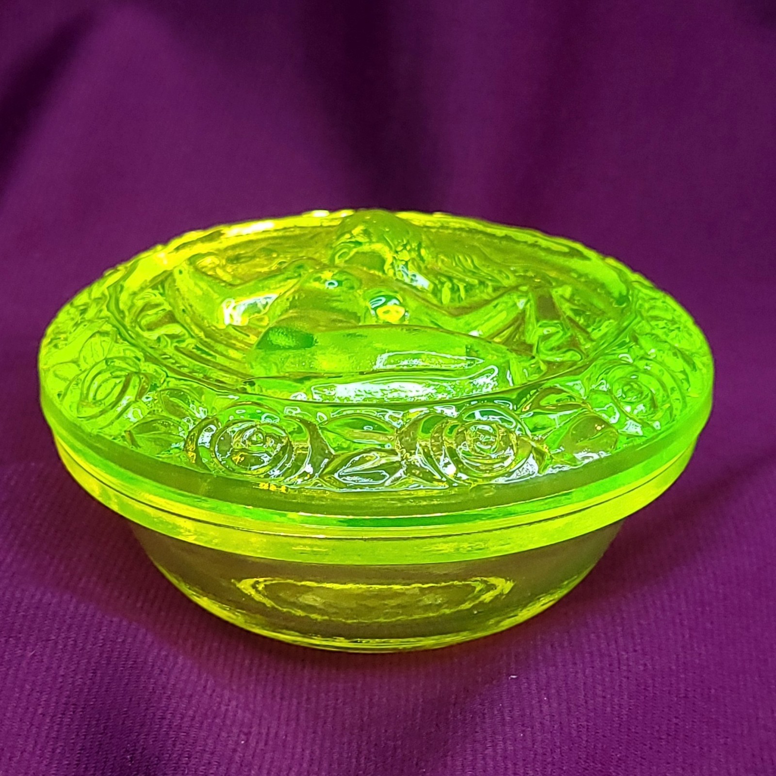 Uranium Yellow Glass Box Nude Woman Vaseline Clear Jewelry Box Art Deco