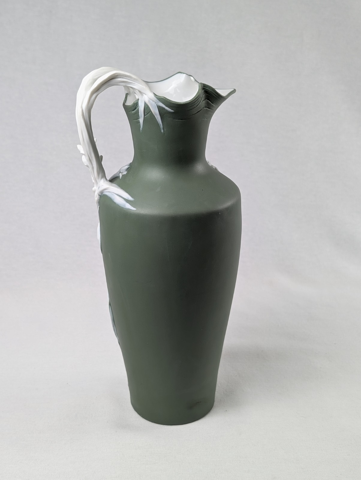 Antique Volkstedt Figural Maiden Relief Vase Art Nouveau Porcelain 10″