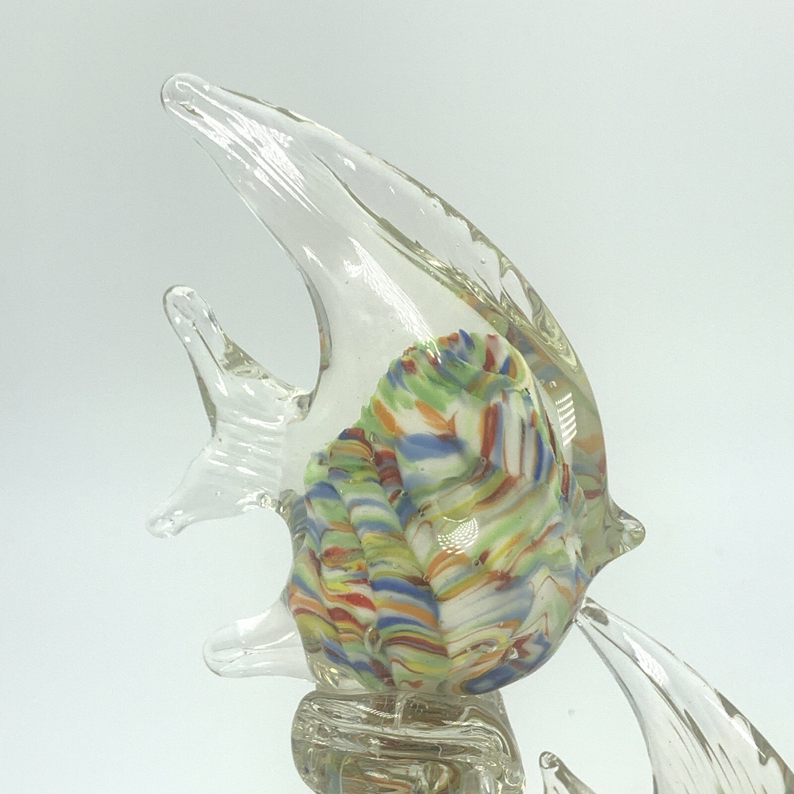 Angel Fish Glass Figurine Multicolor Double Paperweight 8.5″ Sculpture