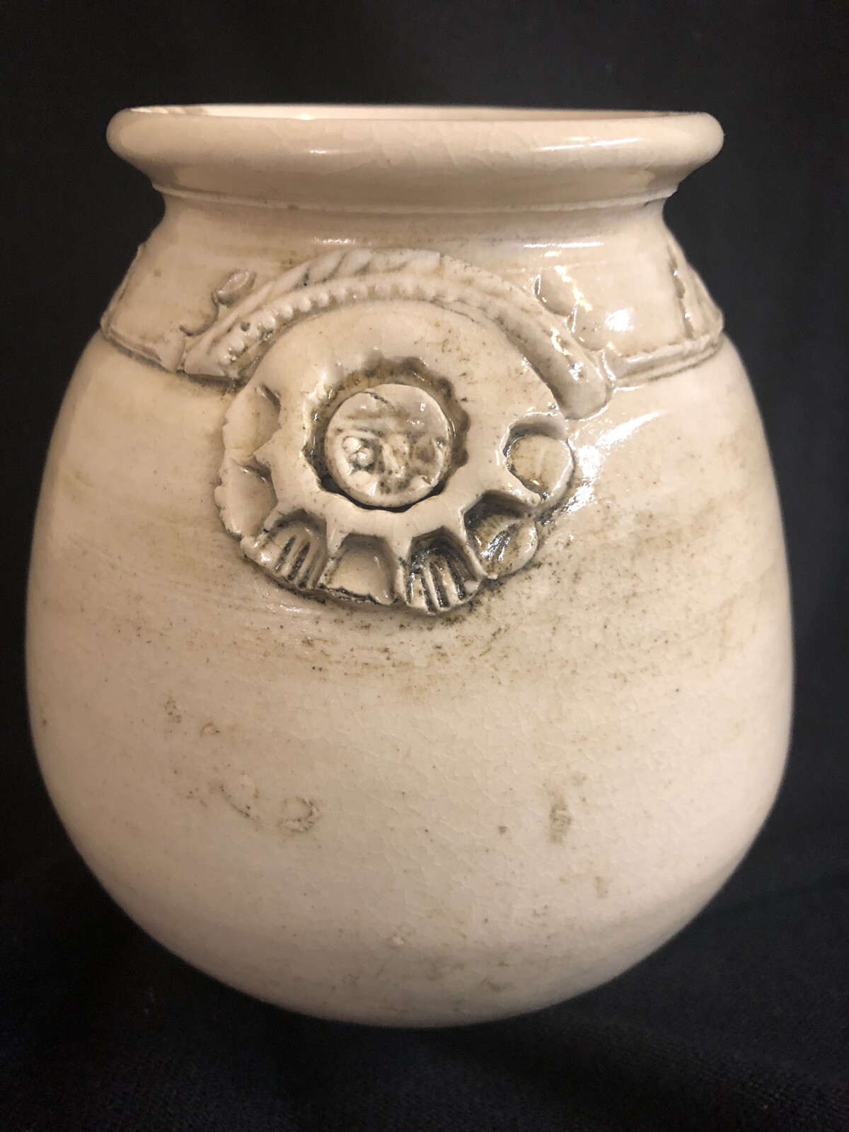 Handmade Wheel Thrown Pottery Terracotta Vase – rustic glazed – Signed Sara.