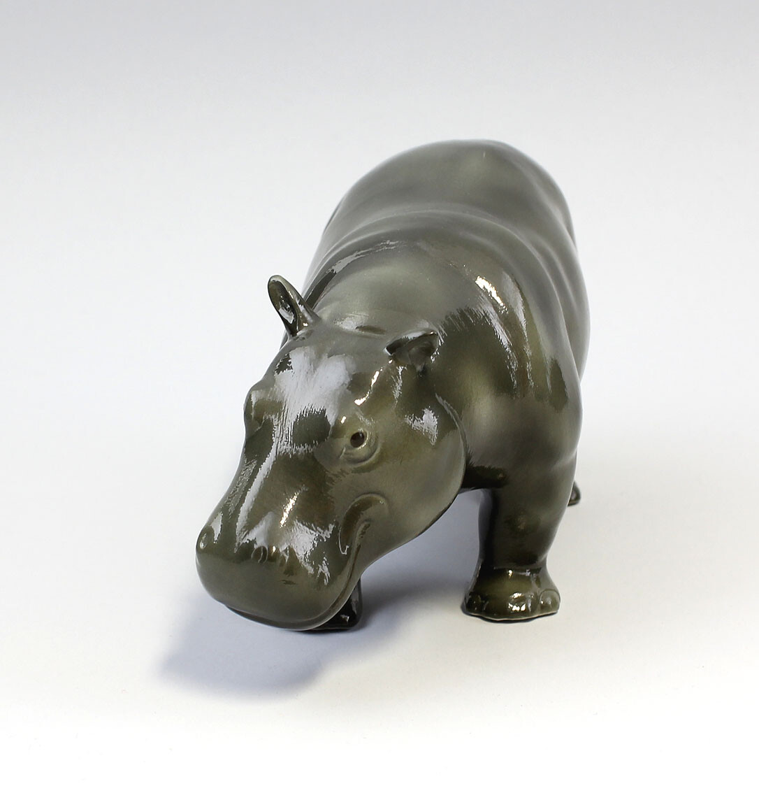 9942078 Wagner&apel Porcelain Figurine Hippo 3 7/8×8 5/16in