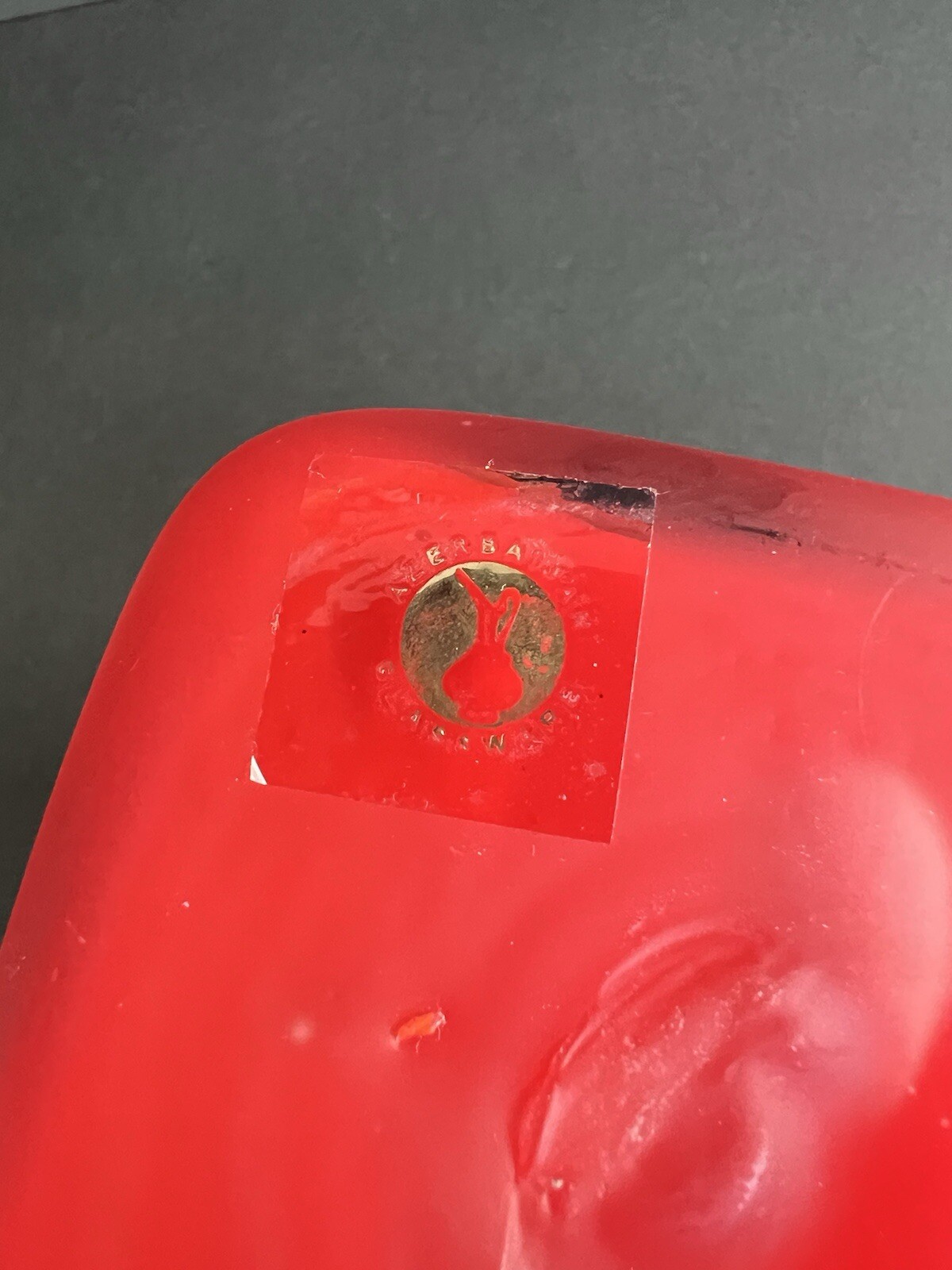 Vintage Azerbaijan glassware hand blown Square red art glass vase